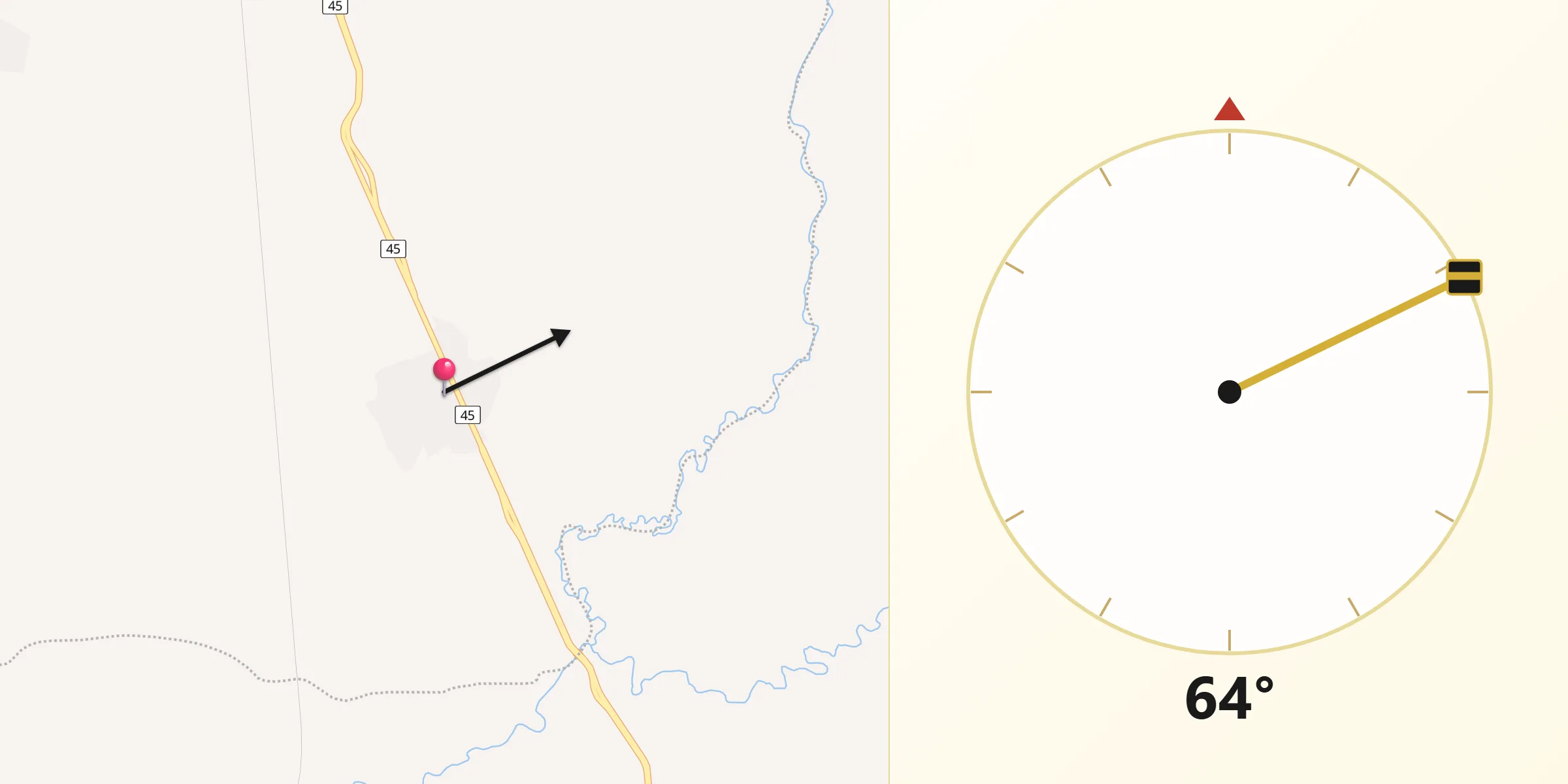 Dirección de la Qibla desde Pelaya