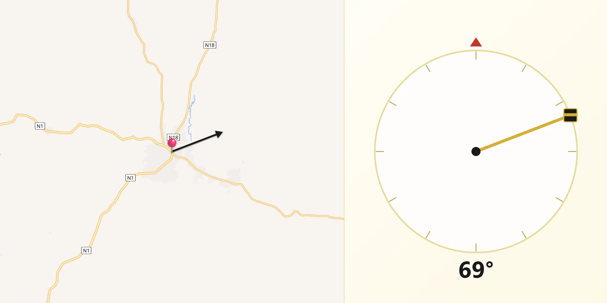 Direction vers la Qibla depuis Beyla