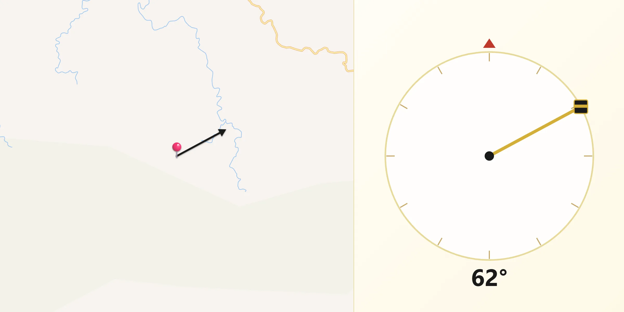 Dirección de la Qibla desde Distrito de La Pintada