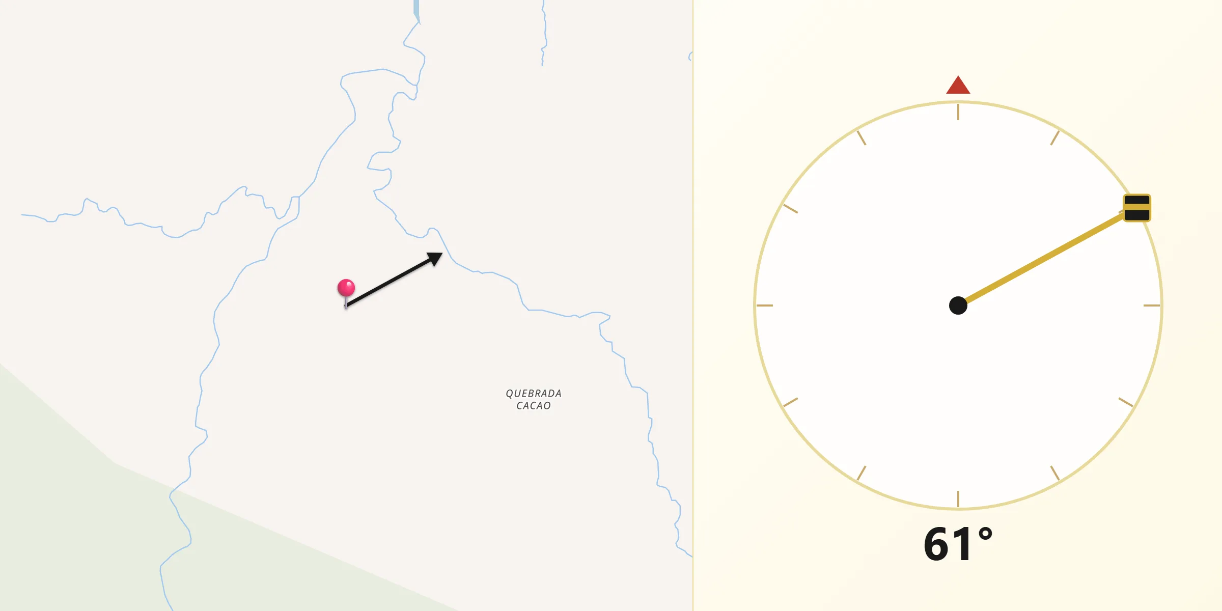 Dirección de la Qibla desde Loma Yuca
