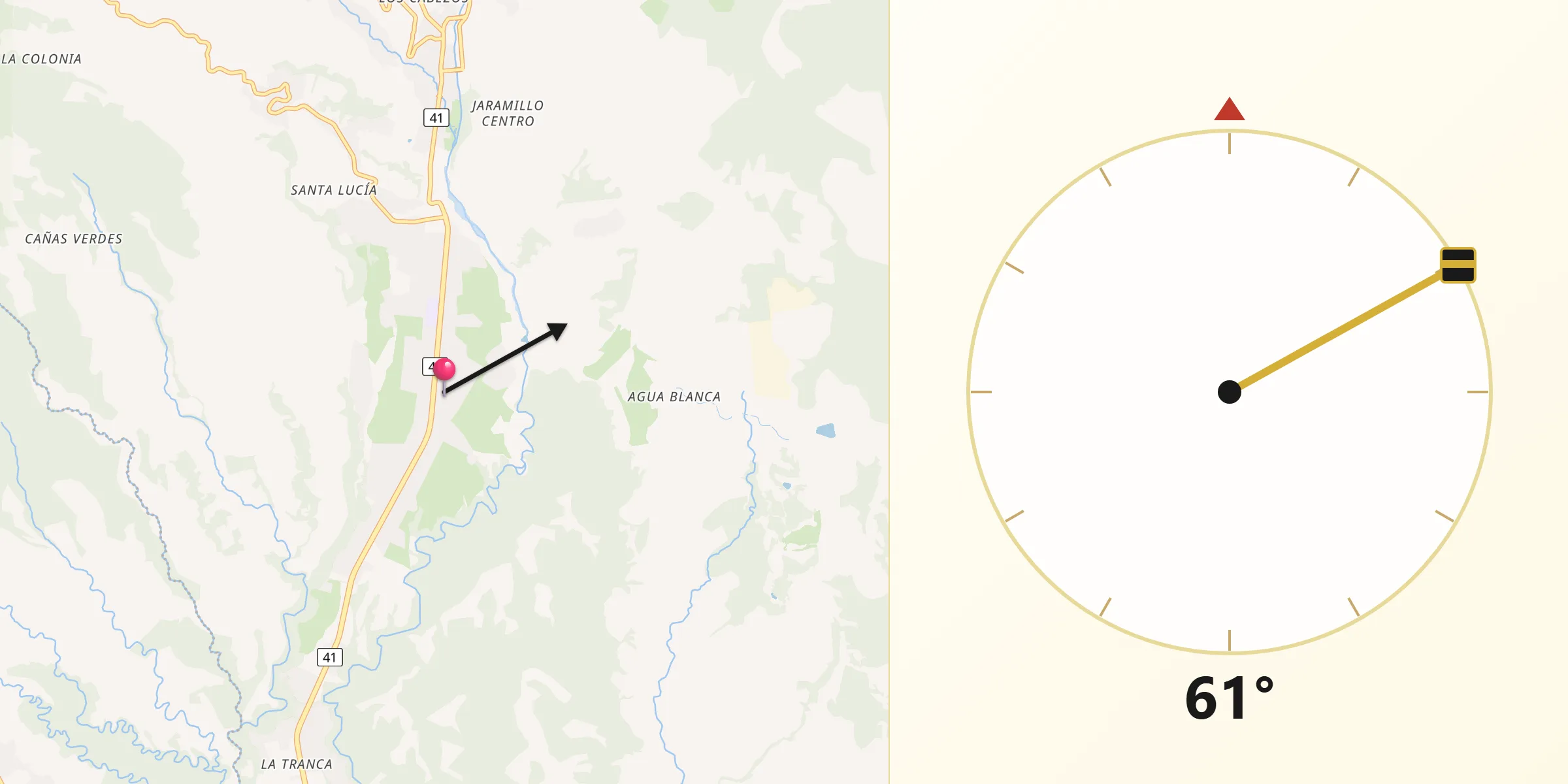 Dirección de la Qibla desde Alto Boquete