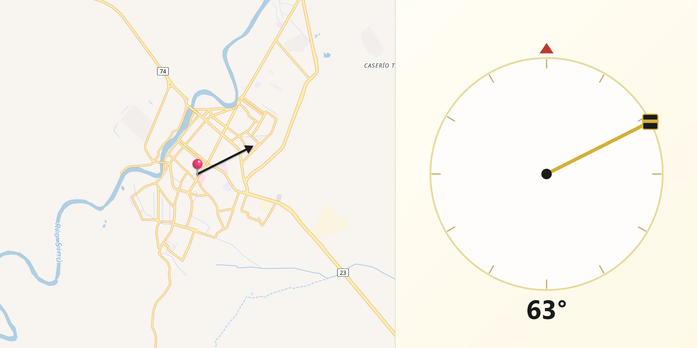 Dirección de la Qibla desde Montería