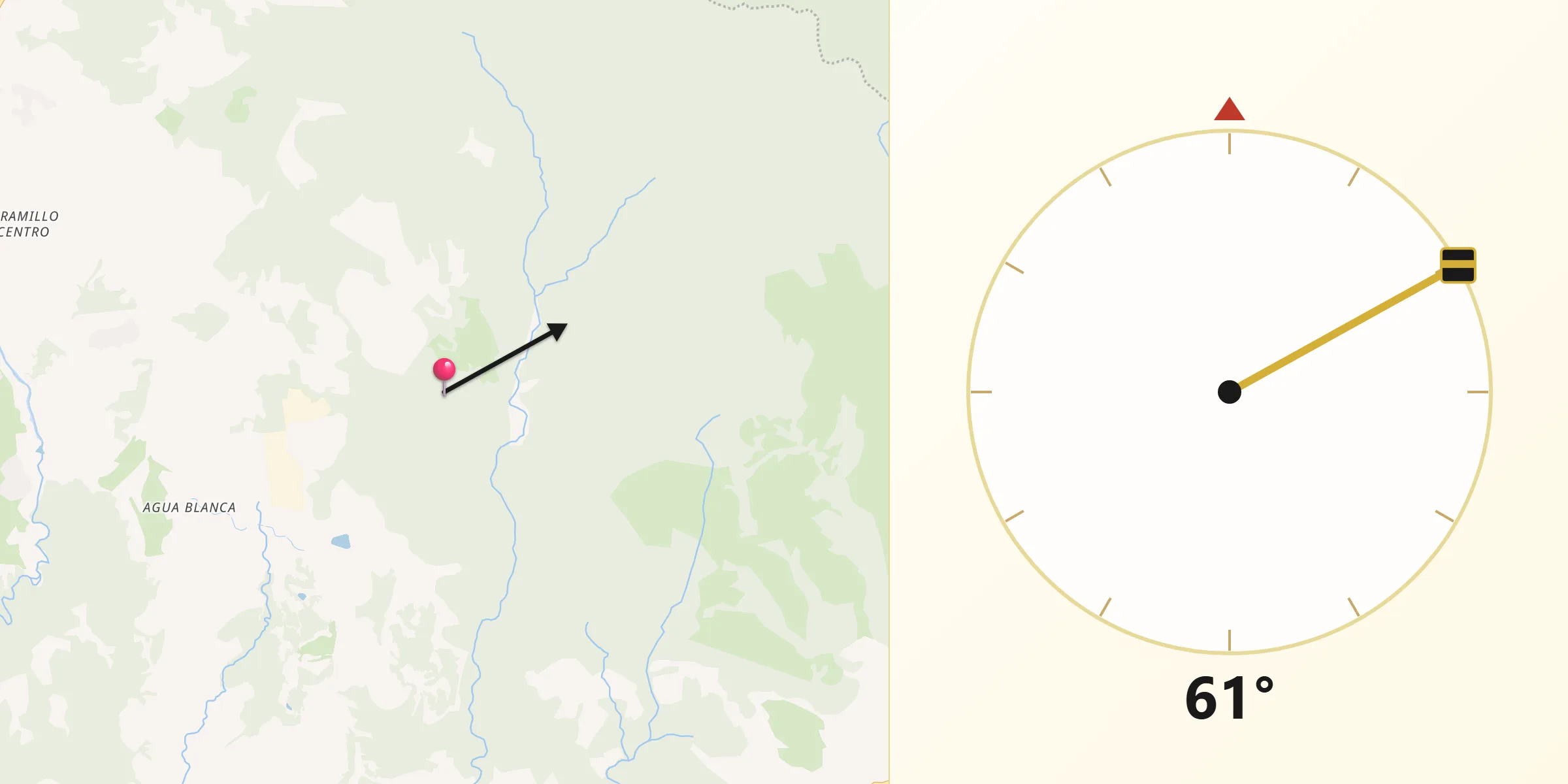 Dirección de la Qibla desde Distrito de Boquete