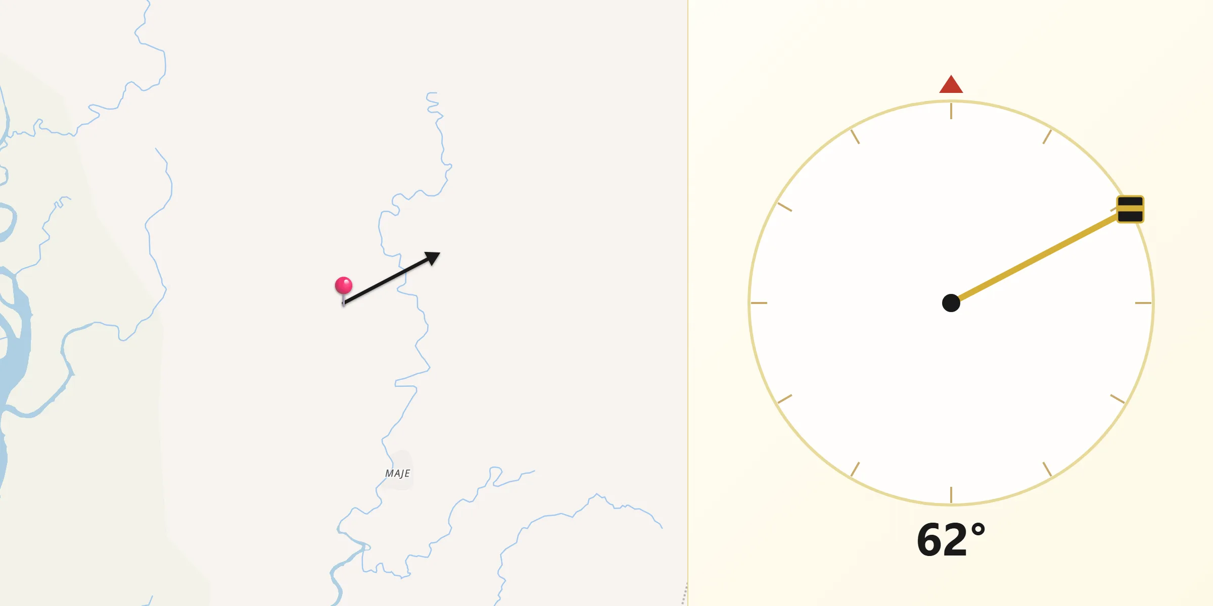 Dirección de la Qibla desde Distrito de Chimán