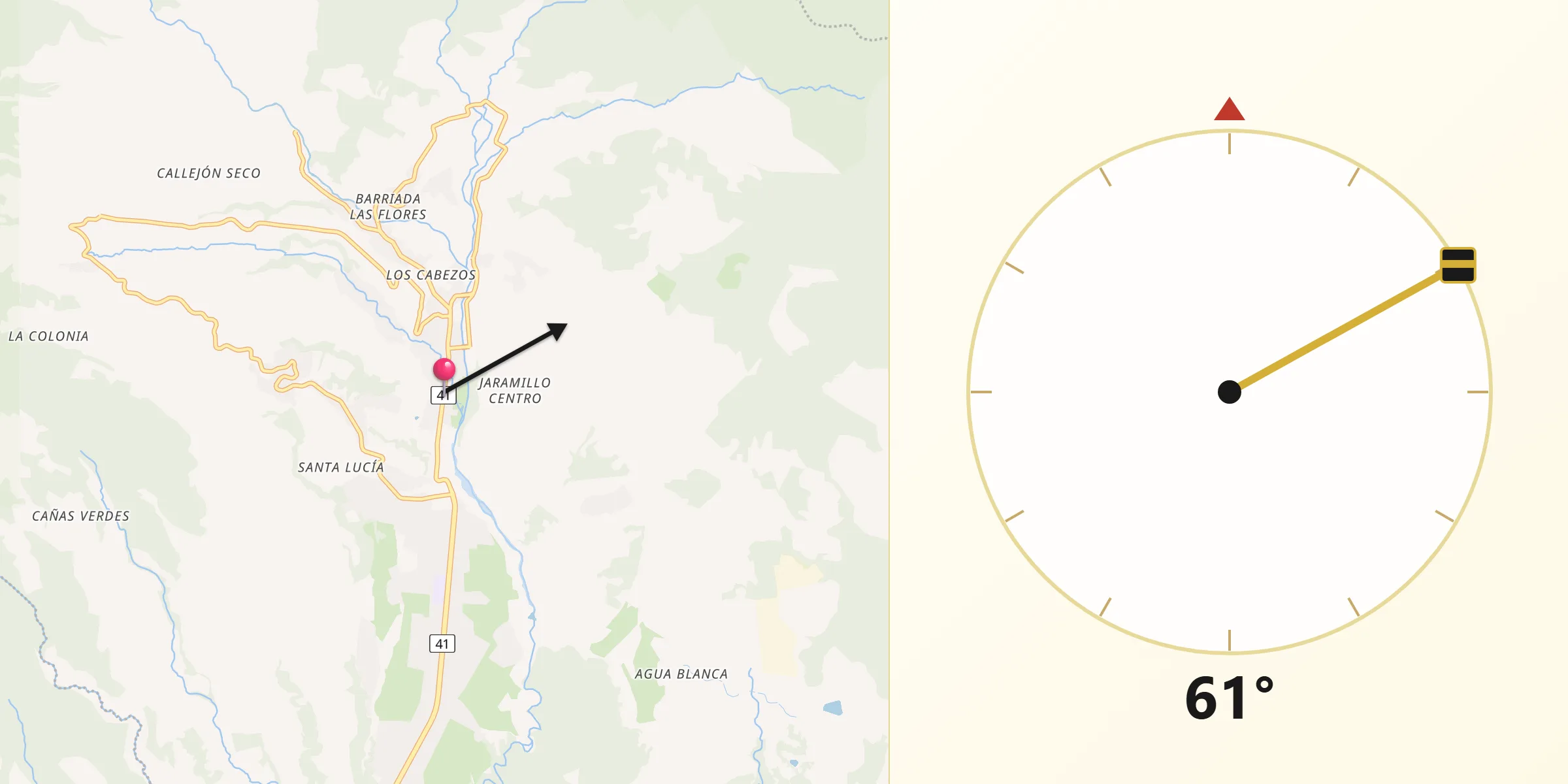 Dirección de la Qibla desde Bajo Boquete