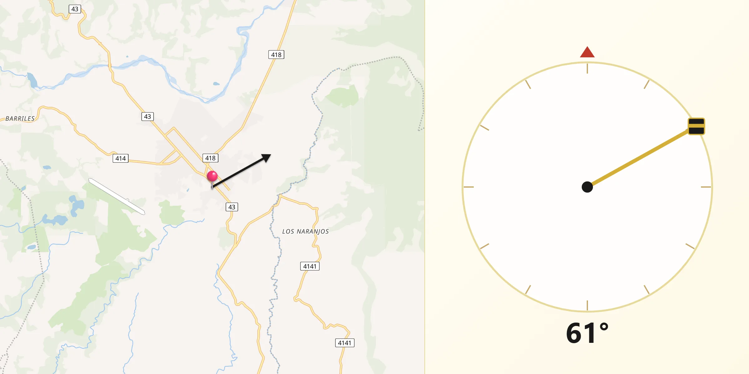 Dirección de la Qibla desde Volcán