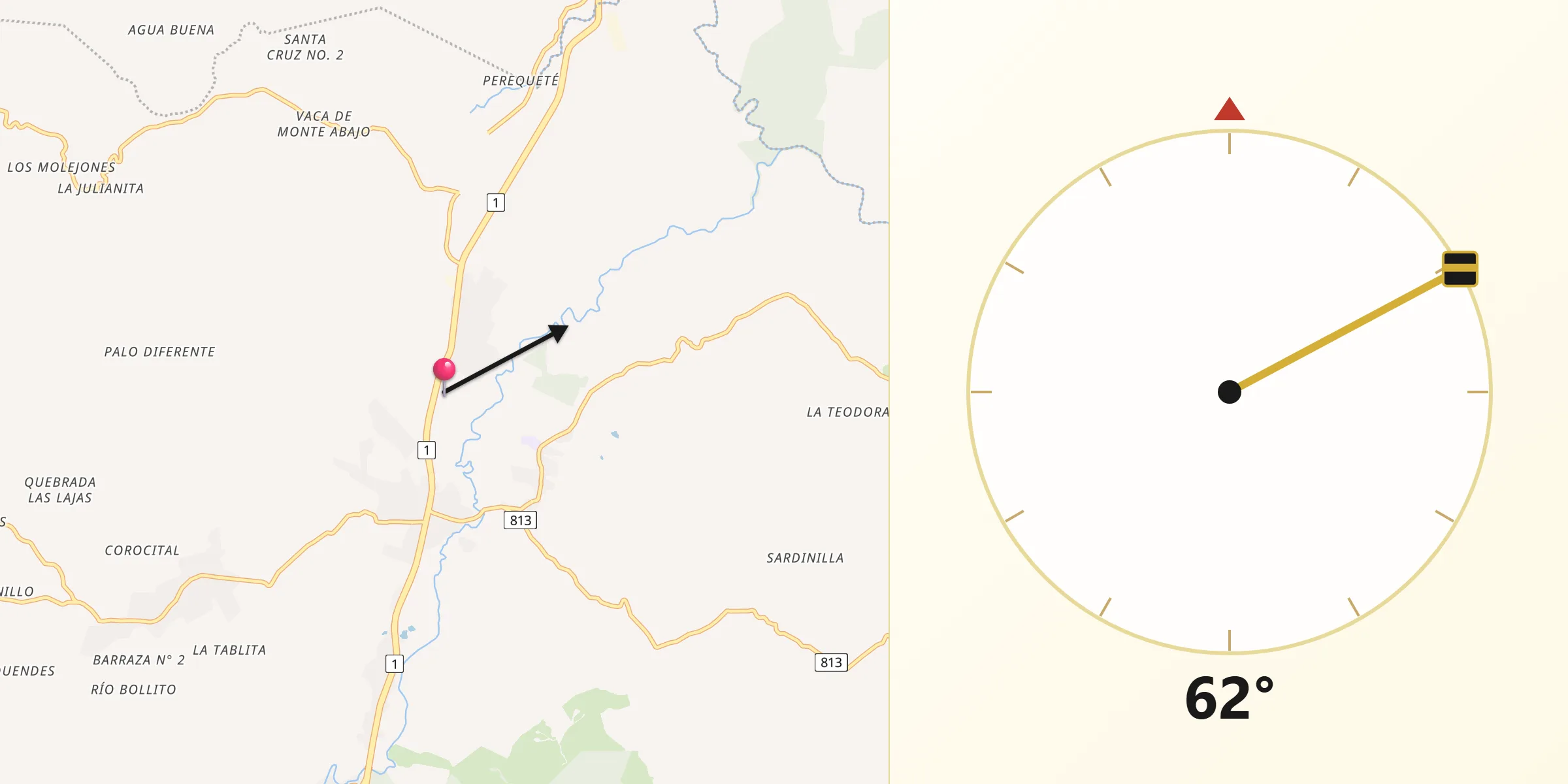 Dirección de la Qibla desde Villa Rosario