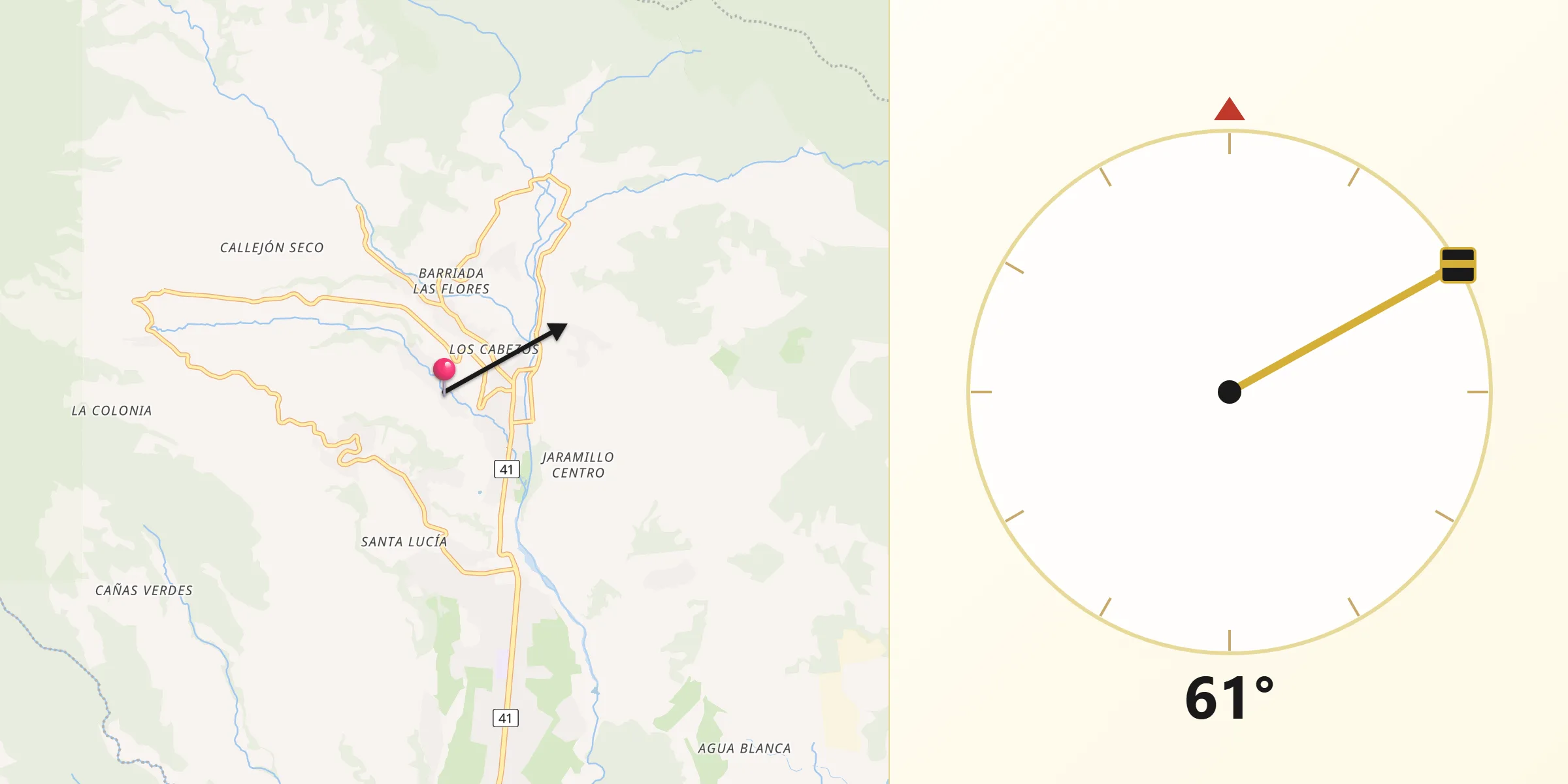 Dirección de la Qibla desde Boquete