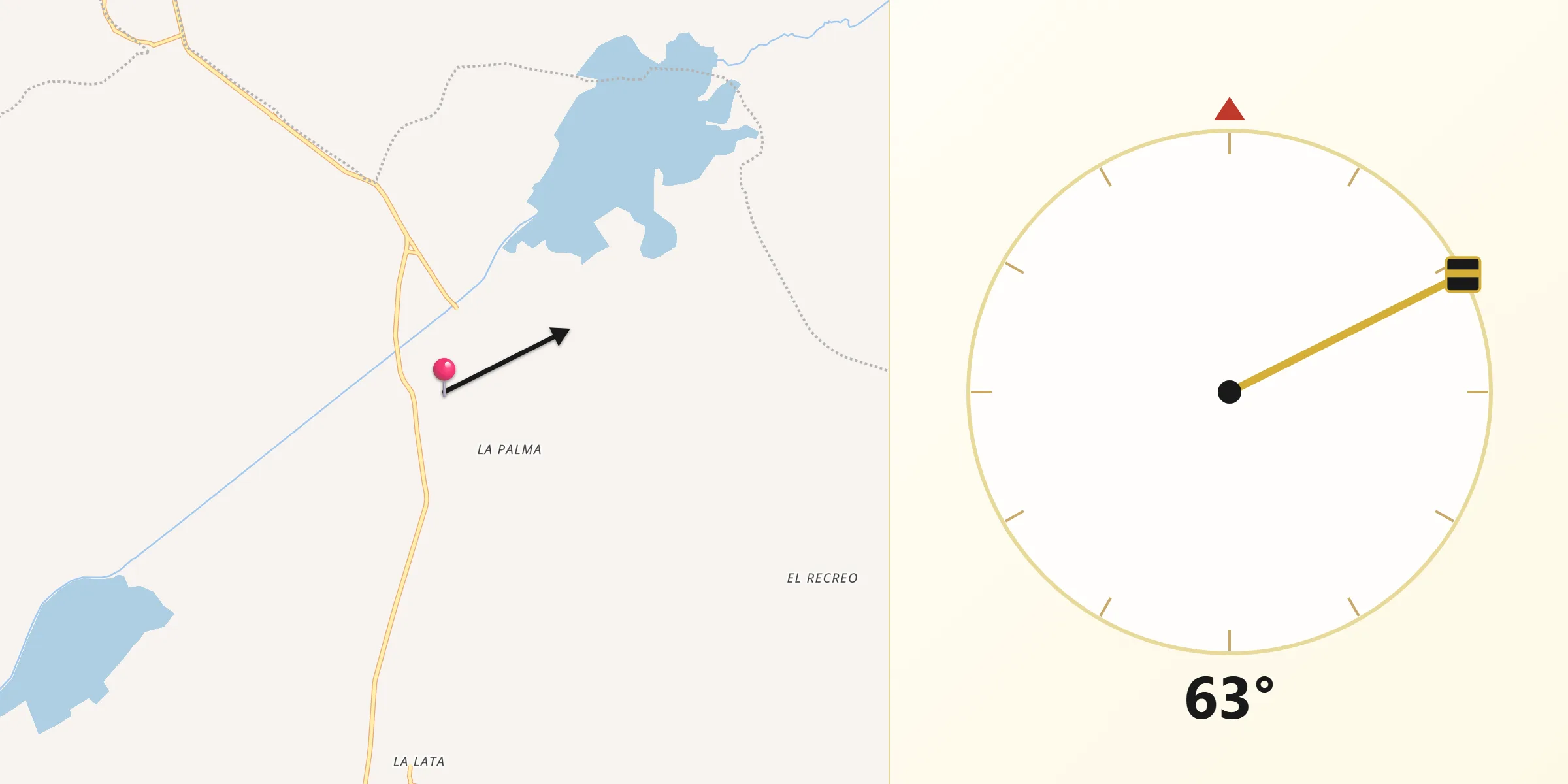 Dirección de la Qibla desde San Carlos