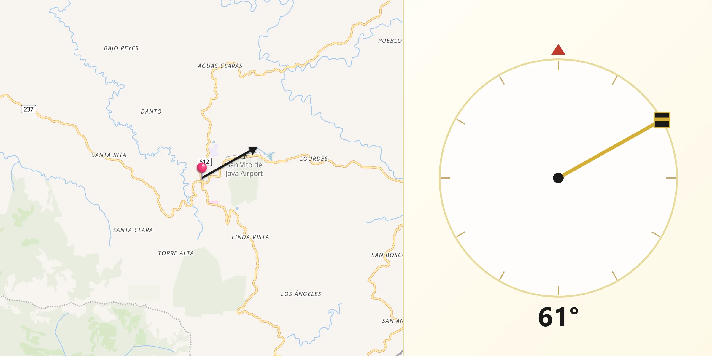 Dirección de la Qibla desde San Vito