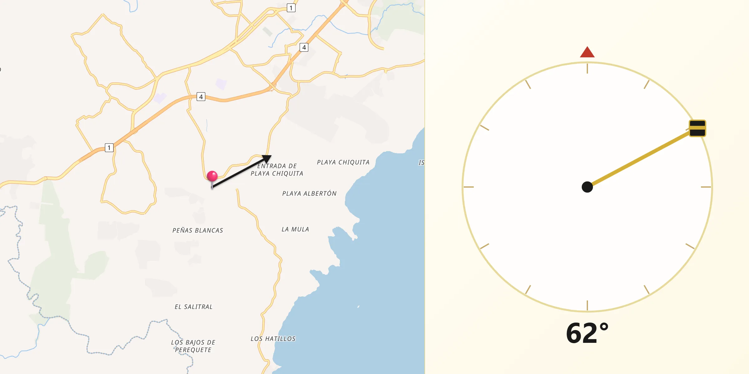 Dirección de la Qibla desde La Mitra