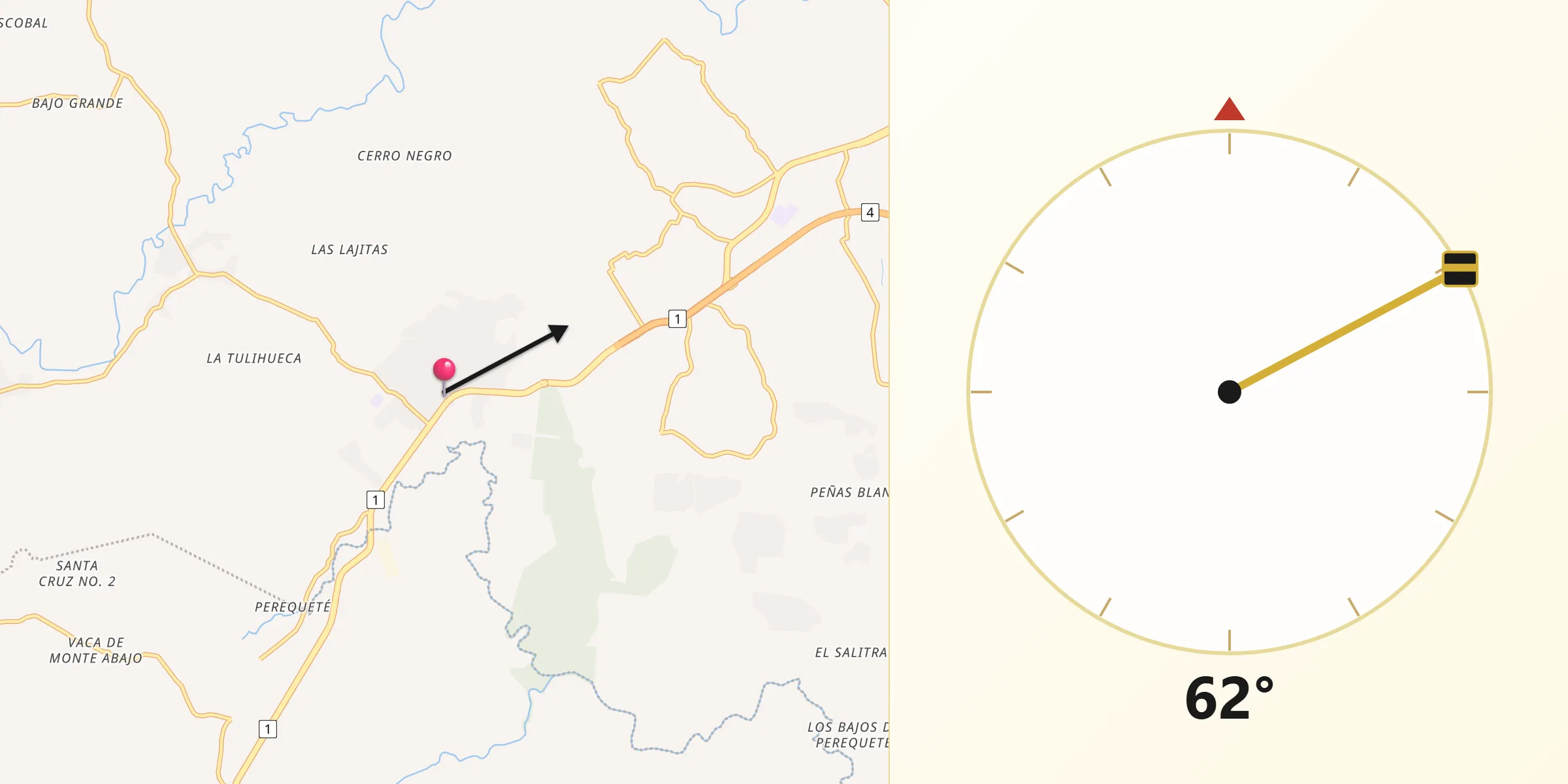 Dirección de la Qibla desde Alto del Espino
