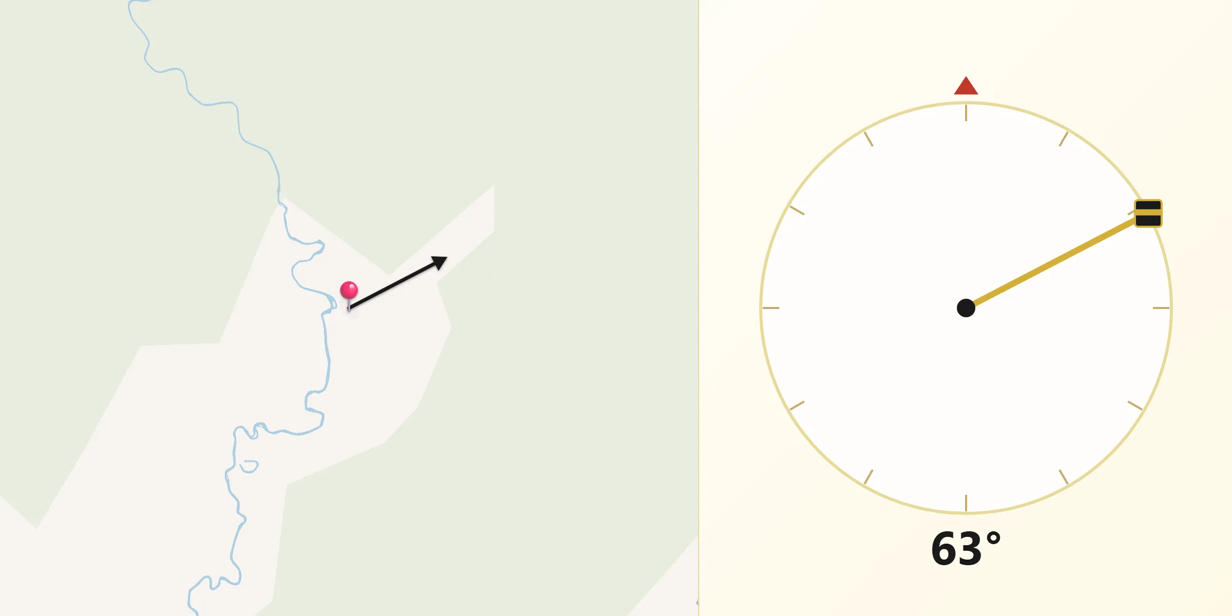 Dirección de la Qibla desde Mortí