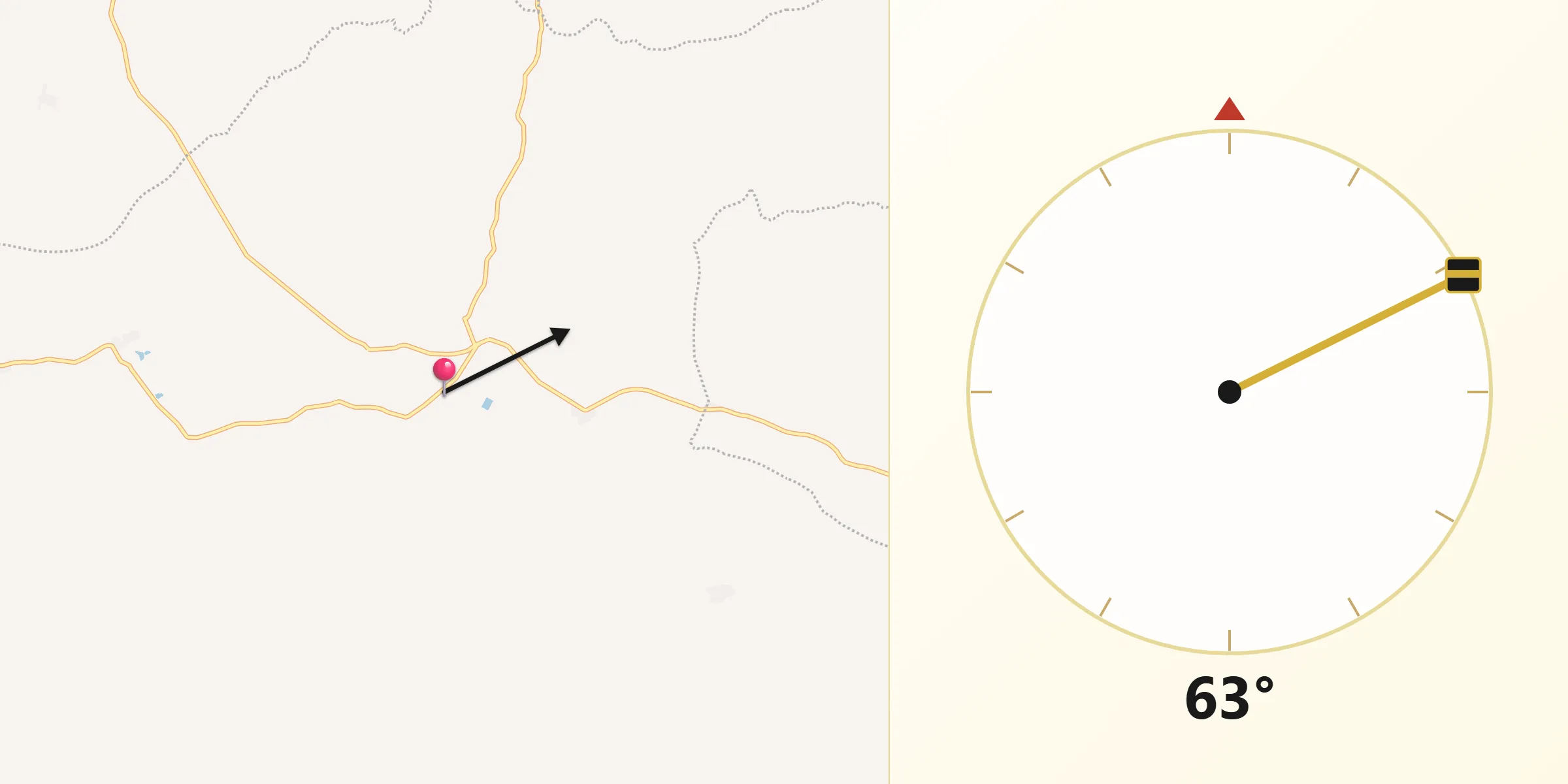 Dirección de la Qibla desde La Unión