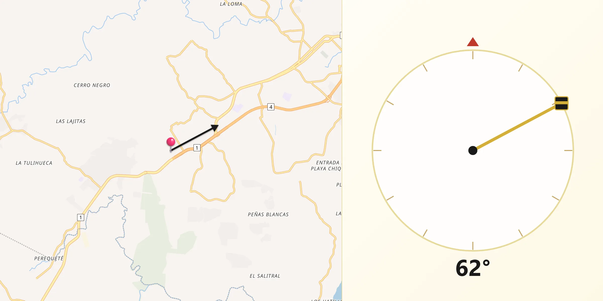 Dirección de la Qibla desde La Pesa