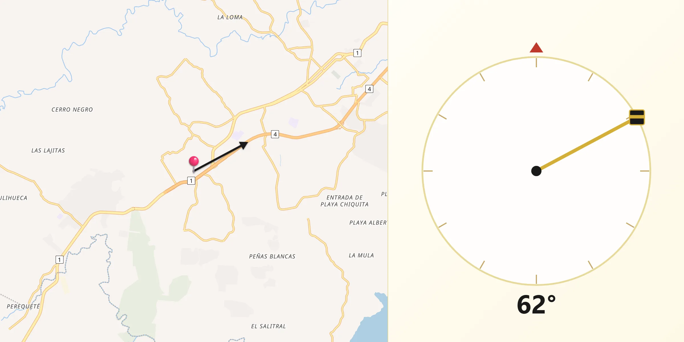 Dirección de la Qibla desde Guadalupe