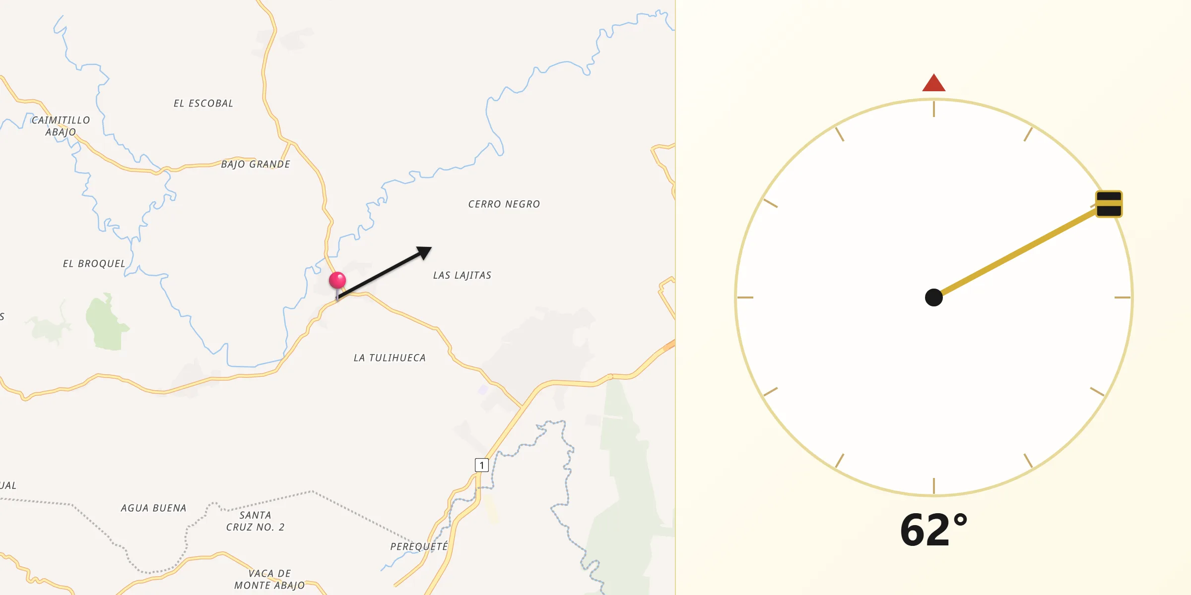 Dirección de la Qibla desde Santa Rita