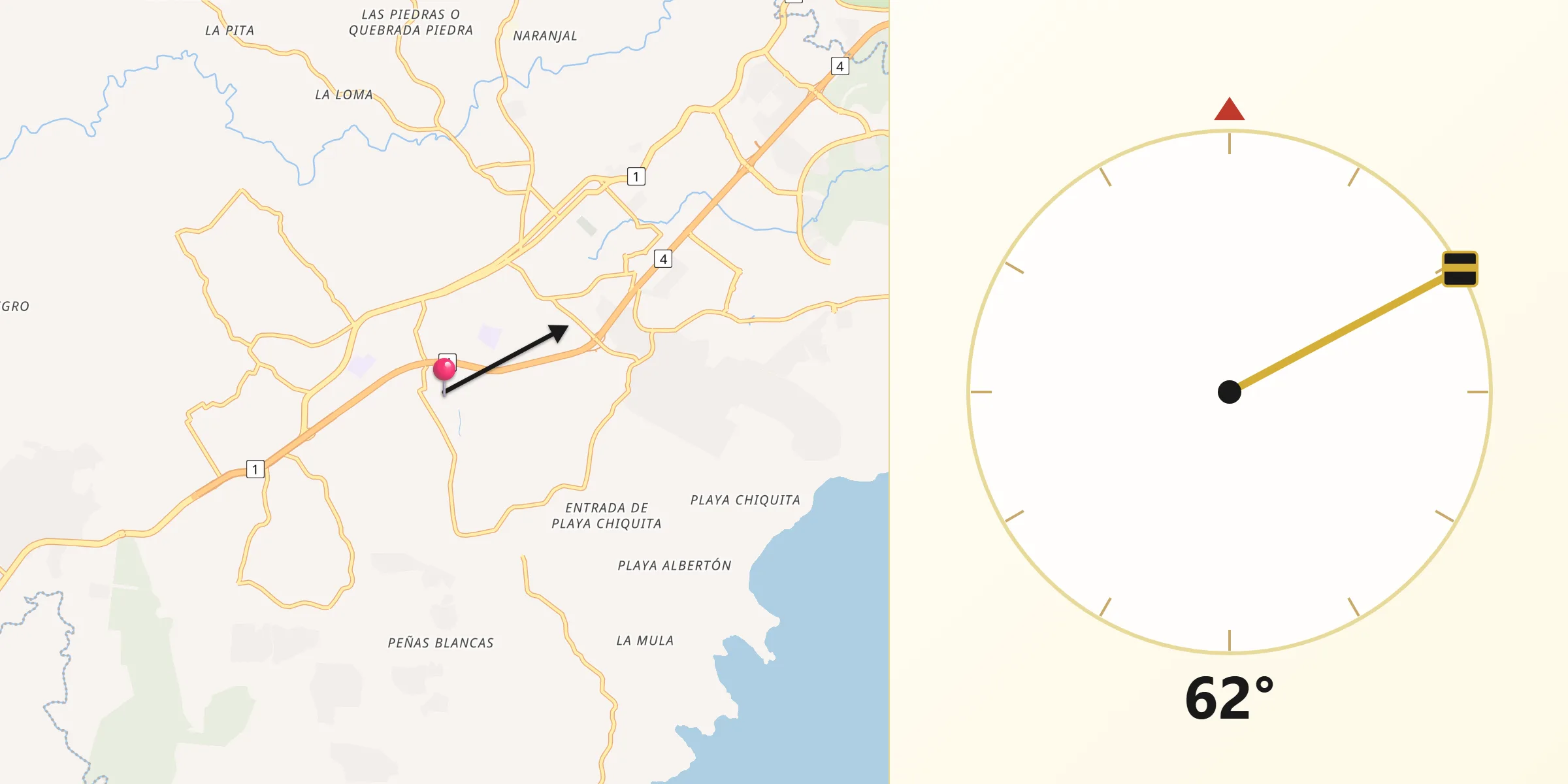 Dirección de la Qibla desde Altos de San Francisco