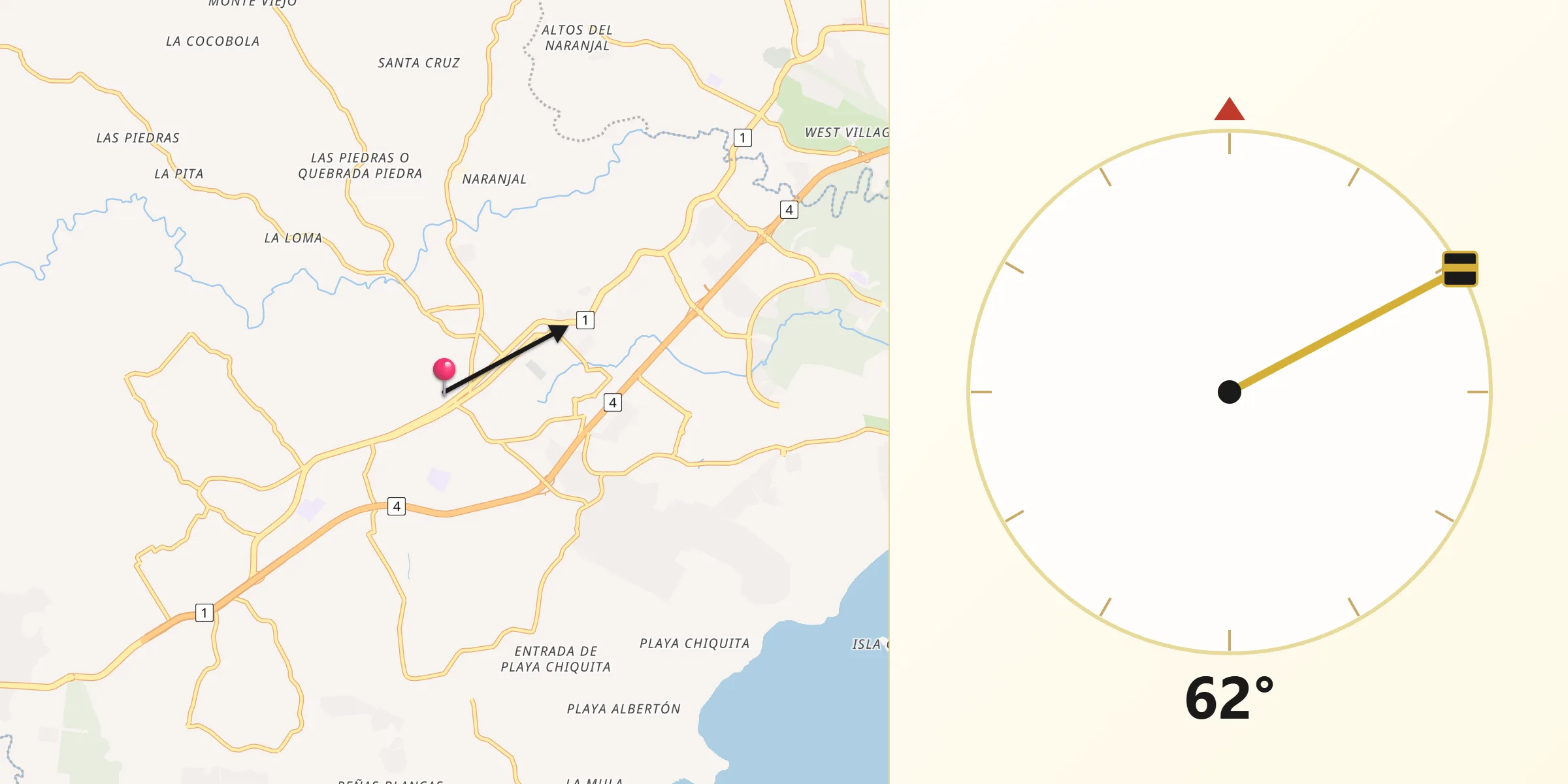 Dirección de la Qibla desde La Chorrera
