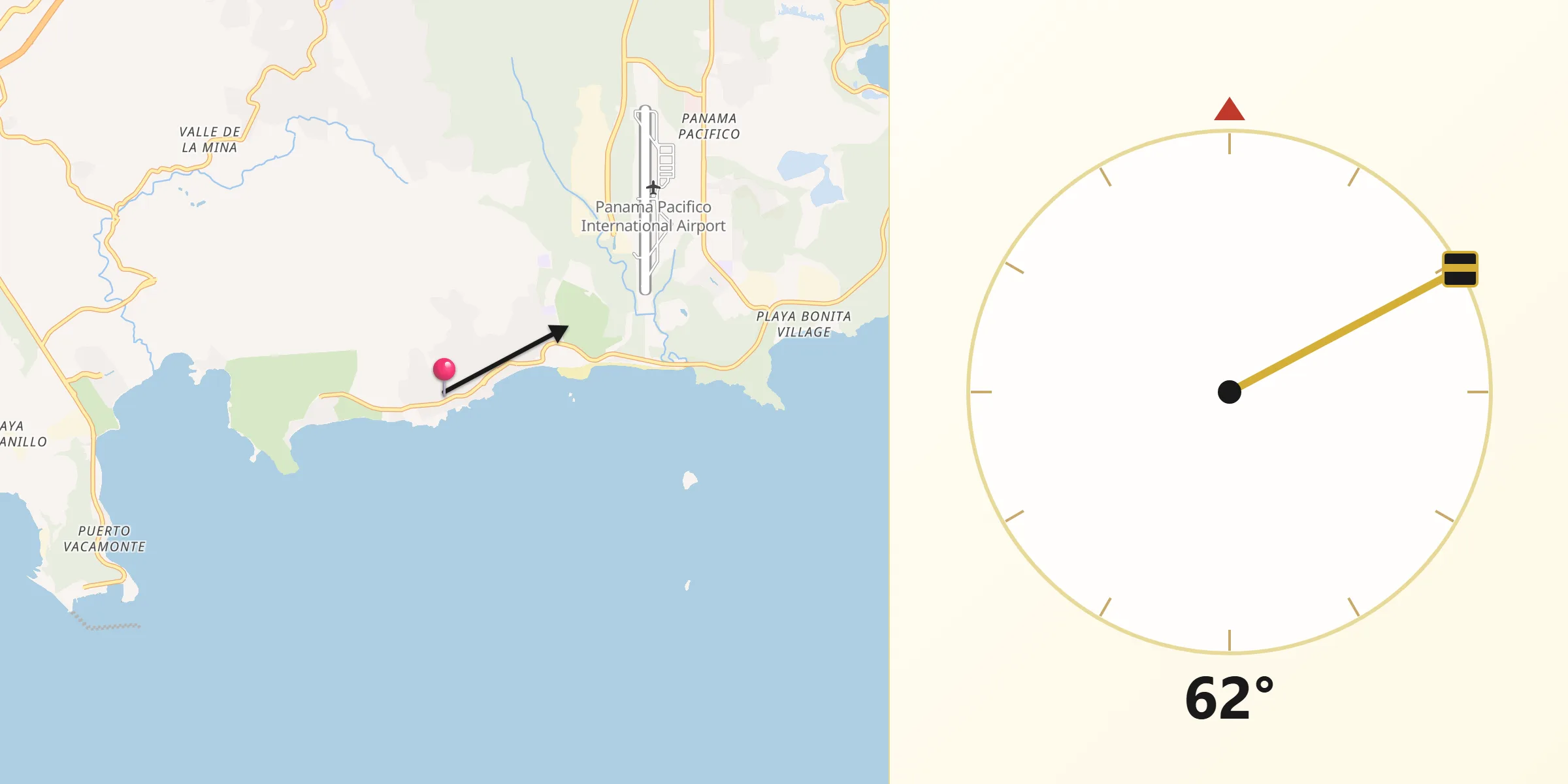 Dirección de la Qibla desde Veracruz