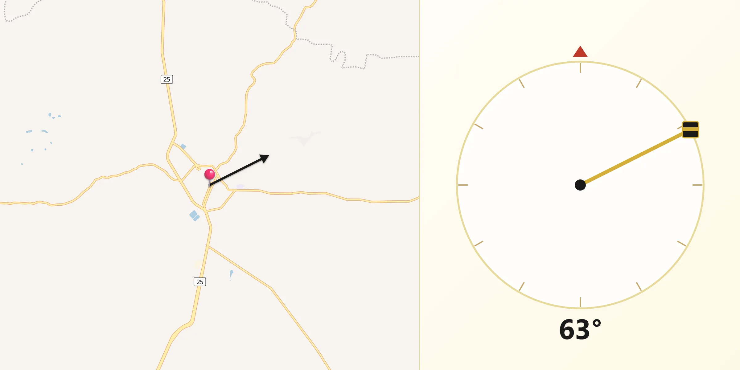 Dirección de la Qibla desde Sahagún
