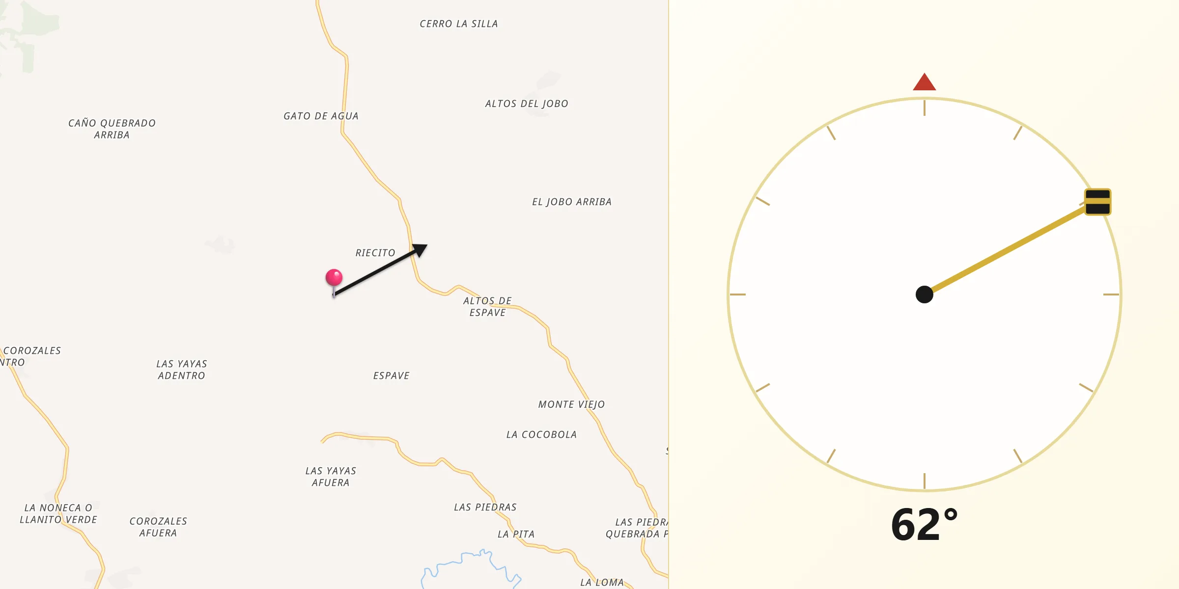 Dirección de la Qibla desde Distrito de La Chorrera