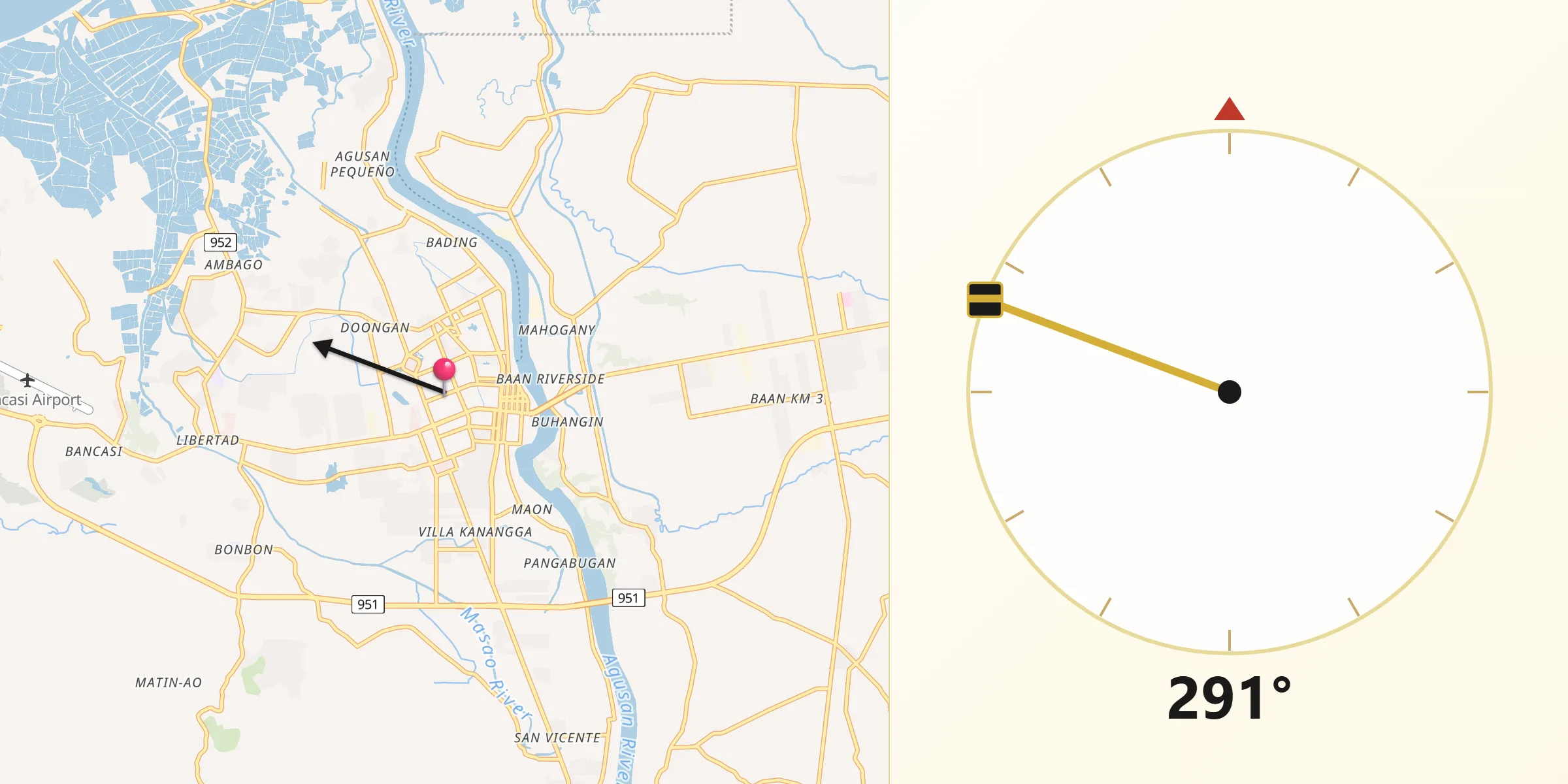 Qibla Direction from Butuan