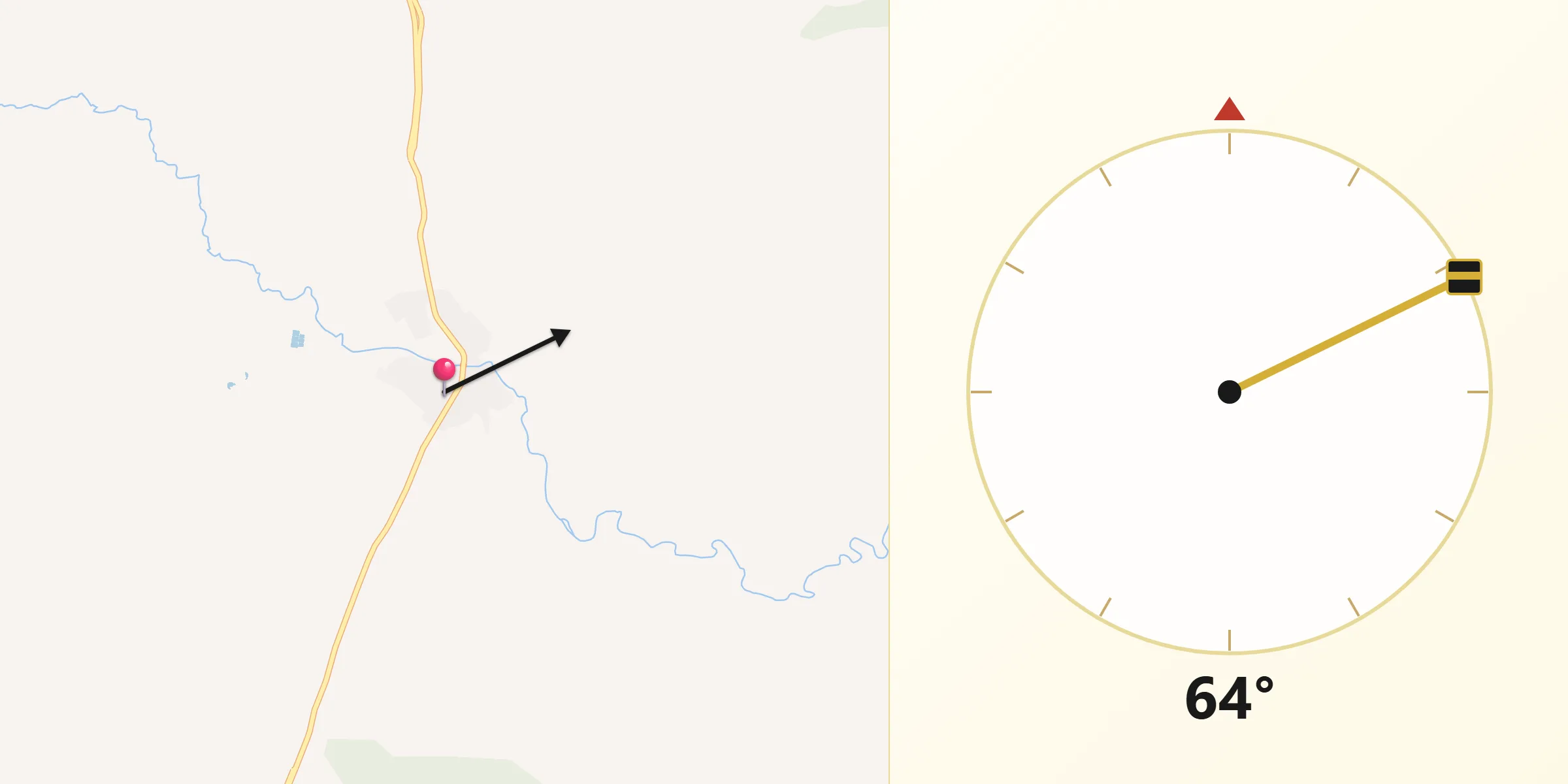 Dirección de la Qibla desde Pailitas