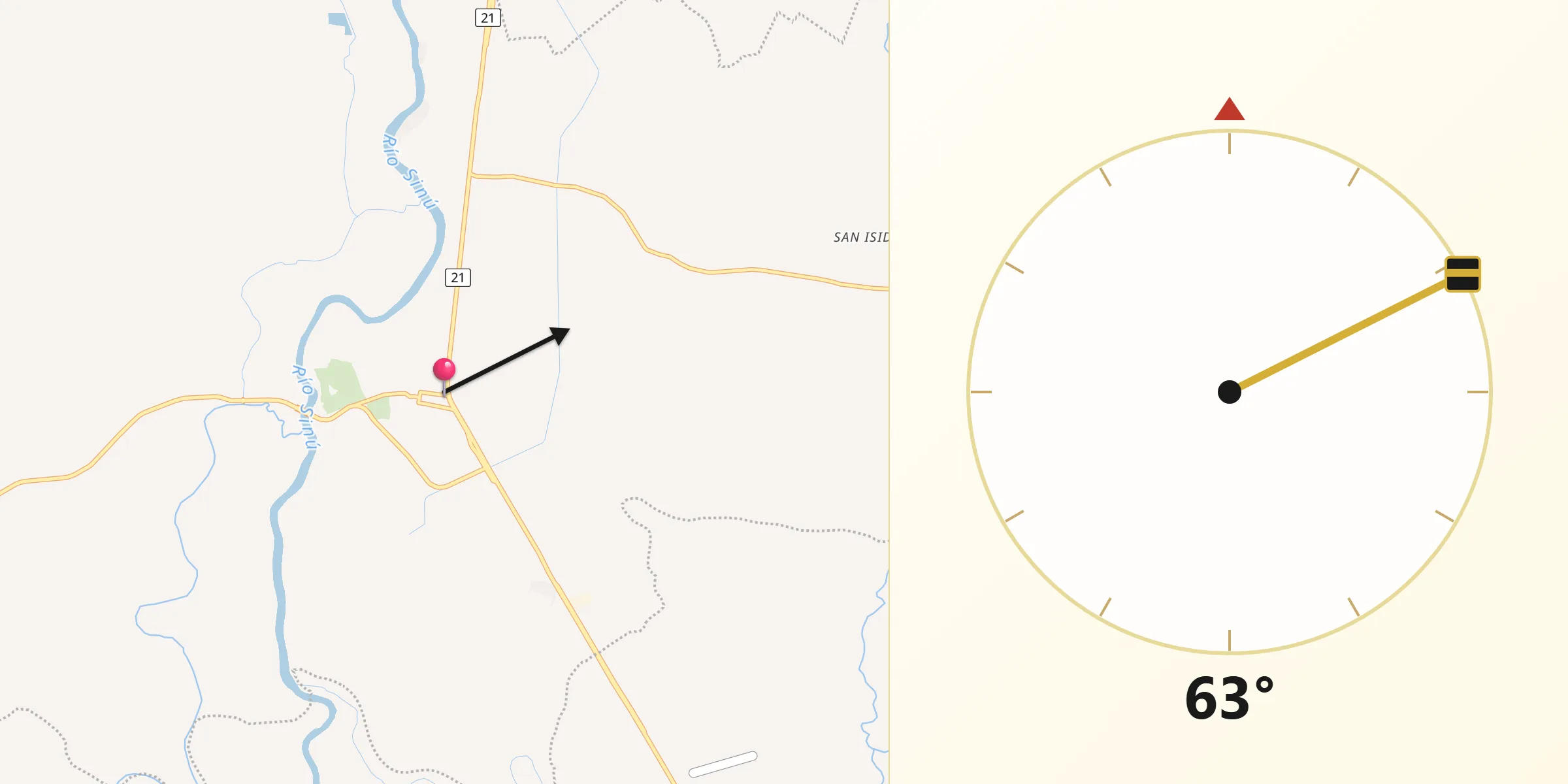 Dirección de la Qibla desde San Pelayo