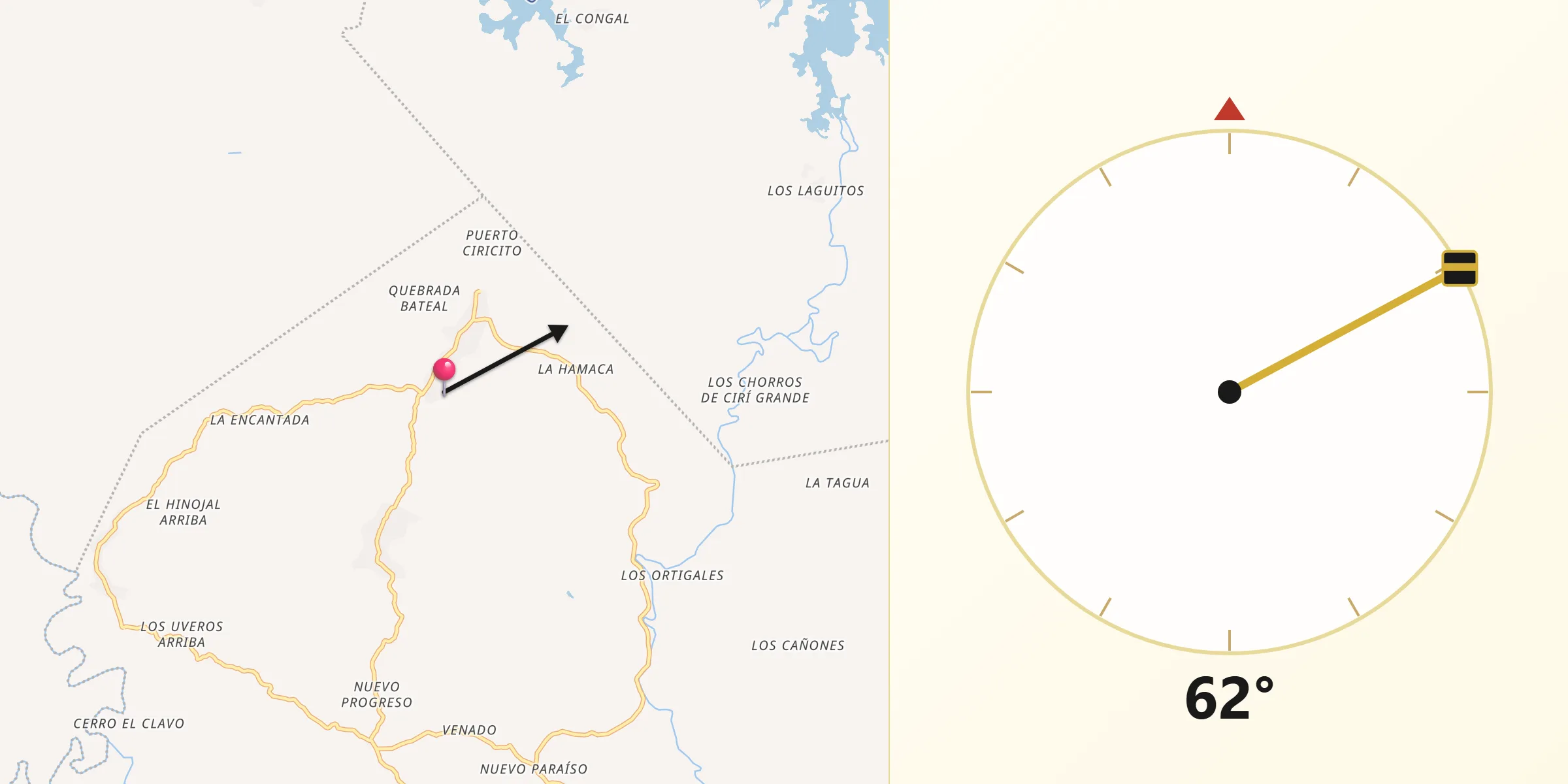 Dirección de la Qibla desde Cirí de Los Sotos