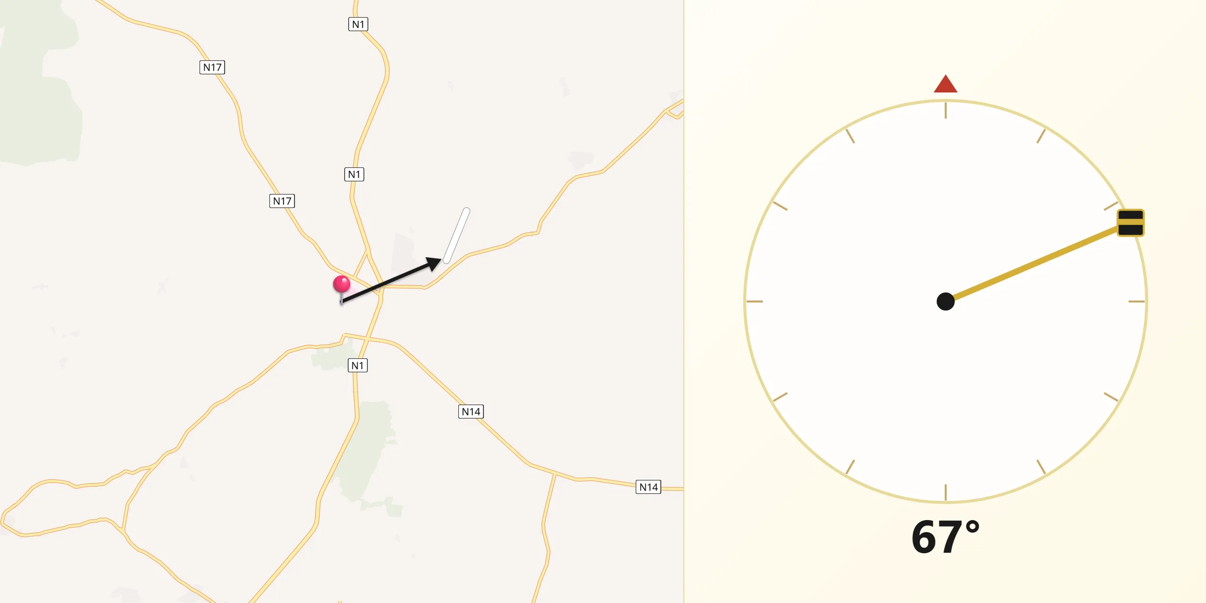Direction vers la Qibla depuis Sokodé