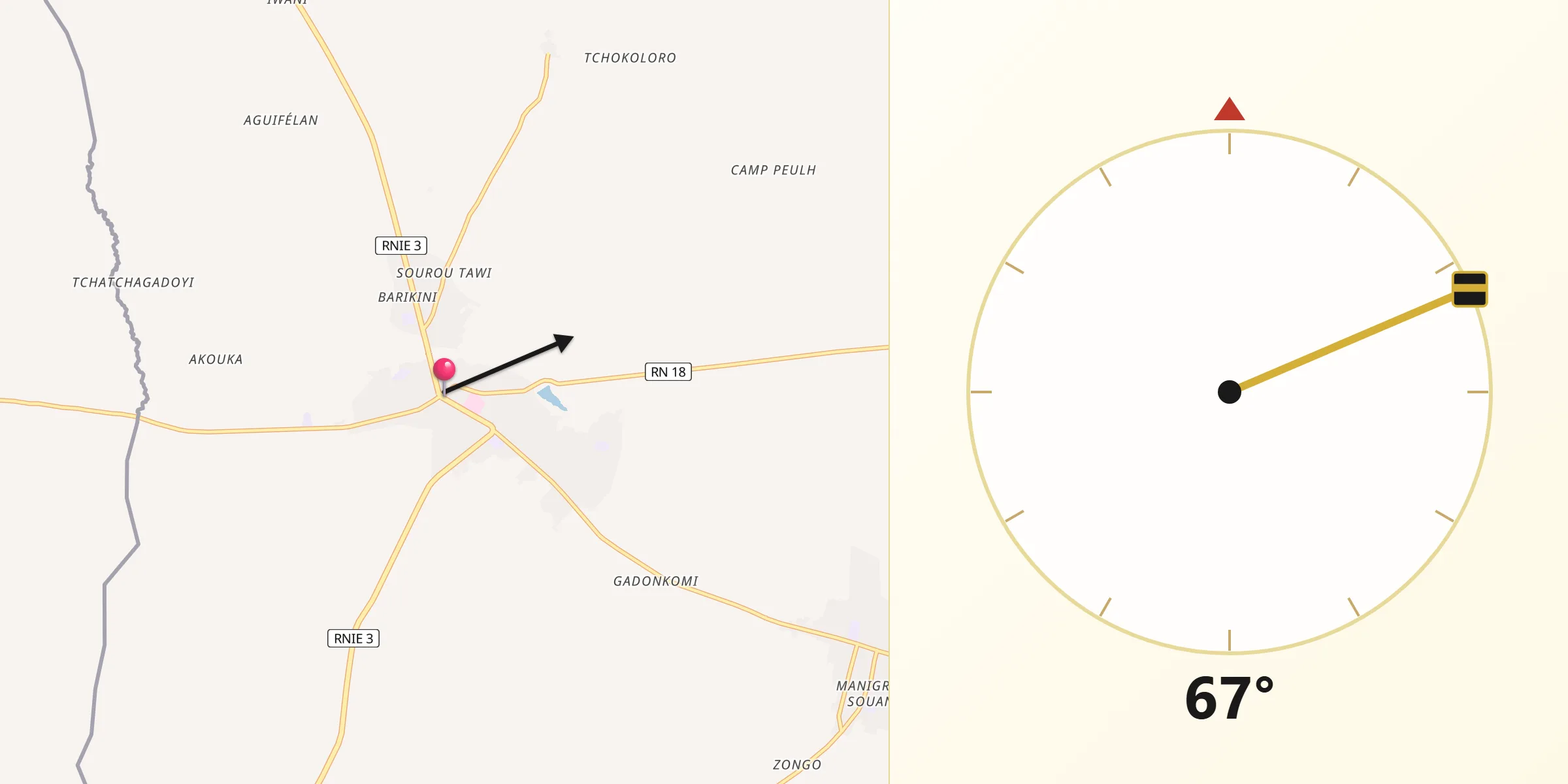 Direction vers la Qibla depuis Bassila