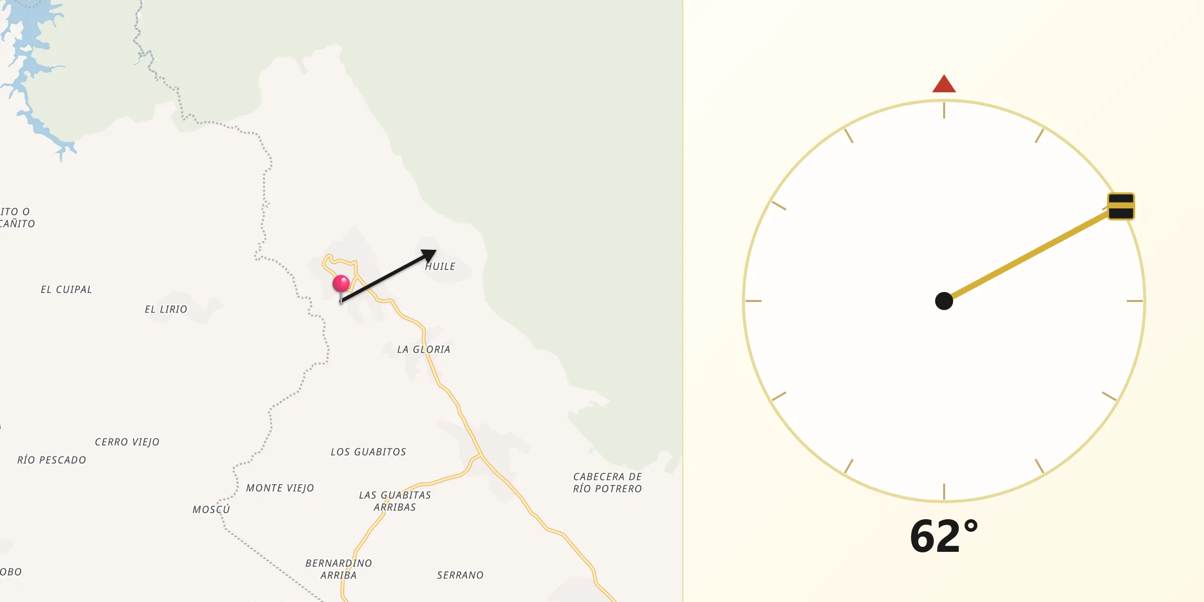 Dirección de la Qibla desde Santa Clara