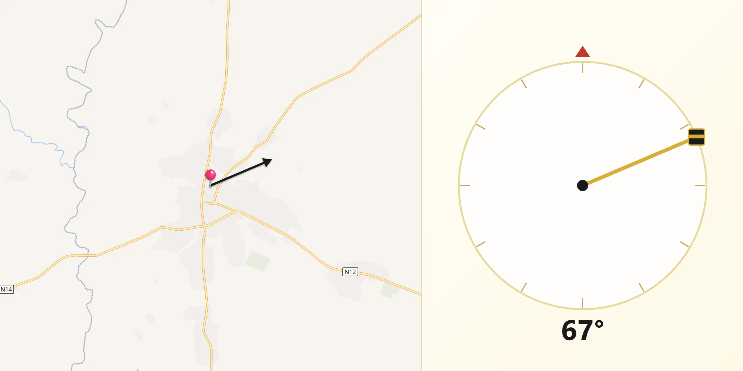 Direction vers la Qibla depuis Tchamba