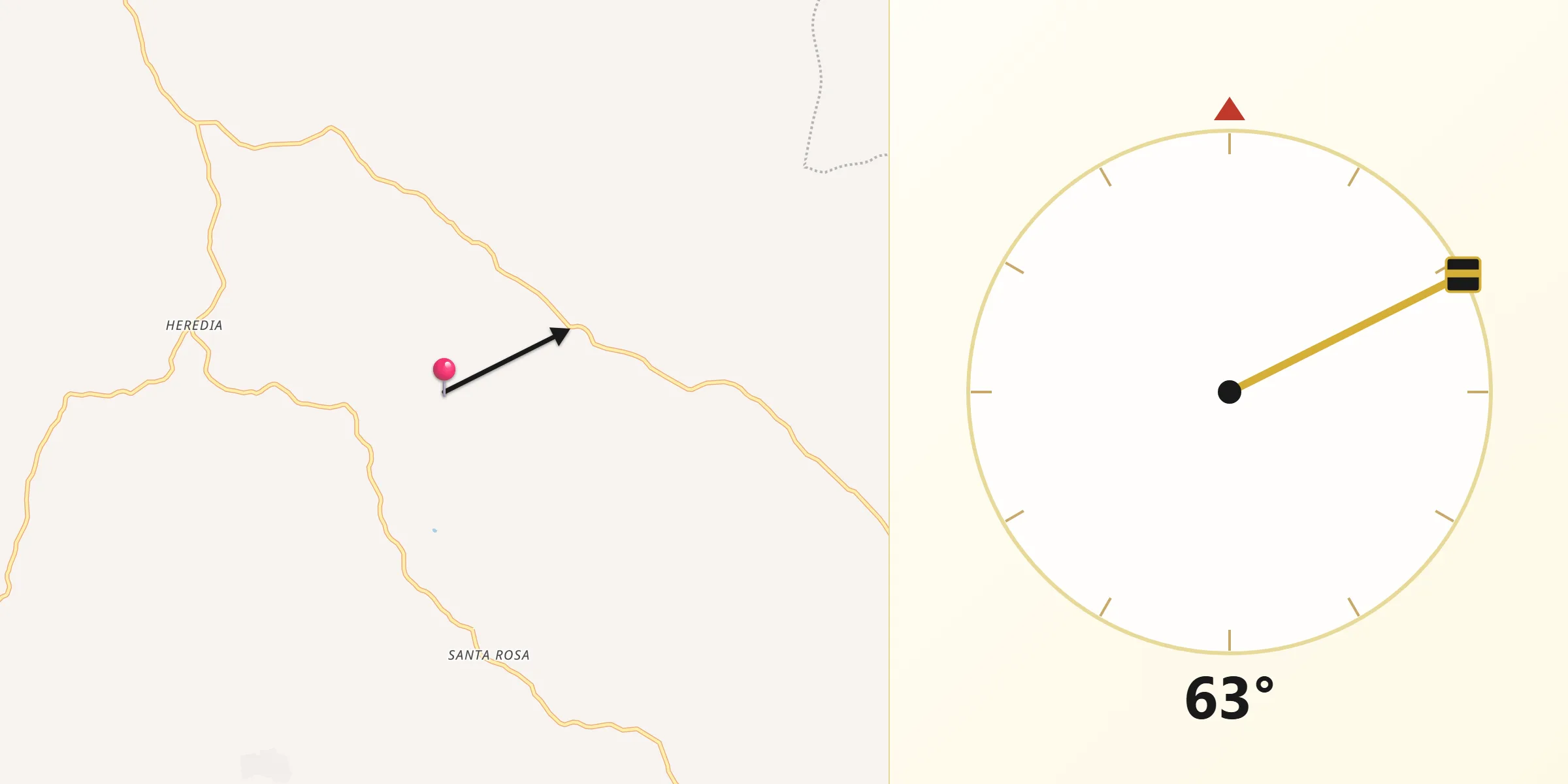 Dirección de la Qibla desde Chinú