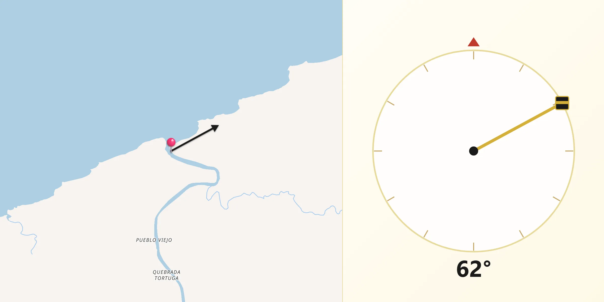 Dirección de la Qibla desde Coclé del Norte