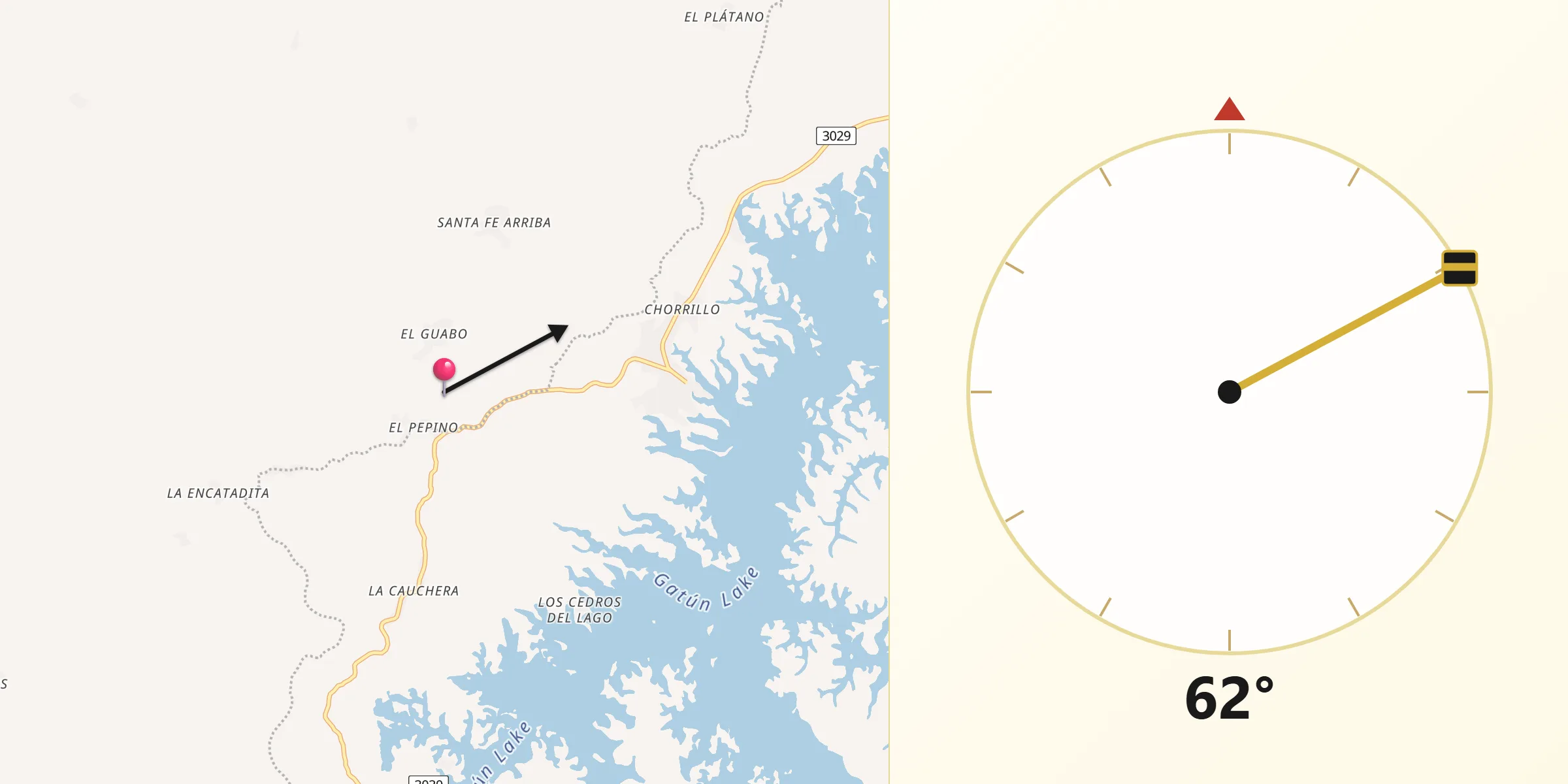 Dirección de la Qibla desde El Guabo