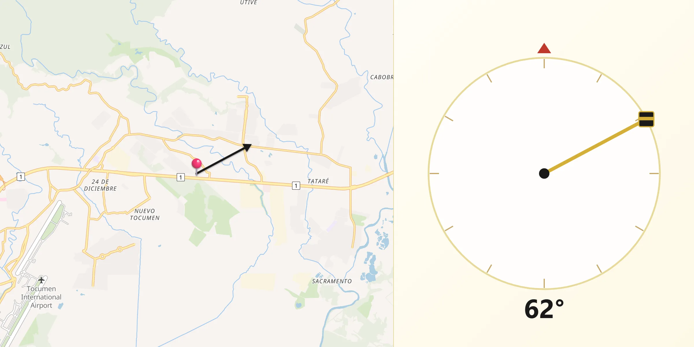 Dirección de la Qibla desde Nueva Esperanza