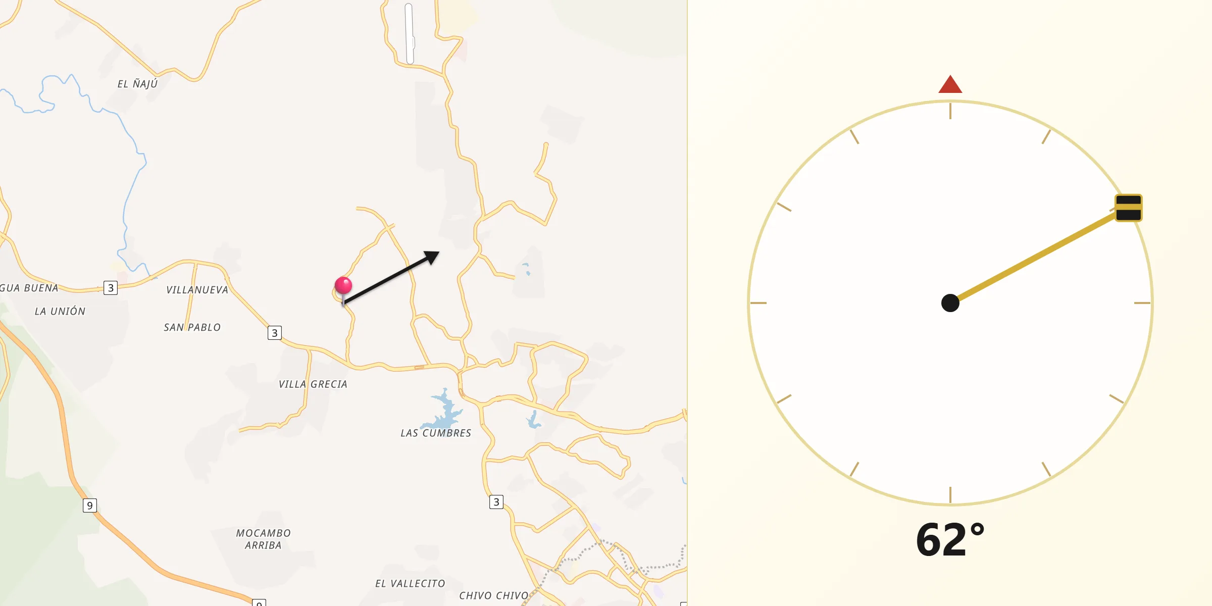 Dirección de la Qibla desde Alcalde Díaz