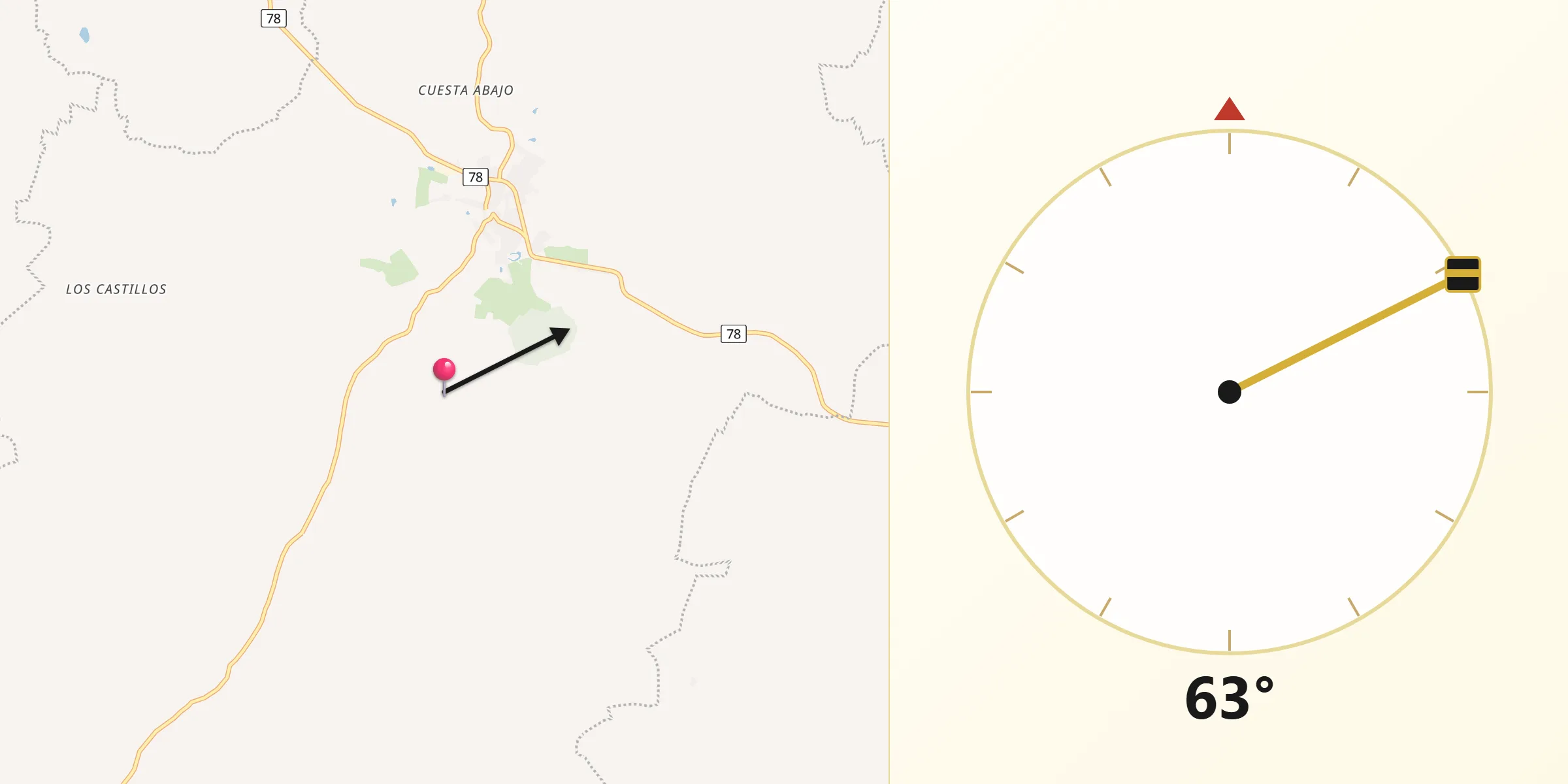 Dirección de la Qibla desde San Andrés de Sotavento
