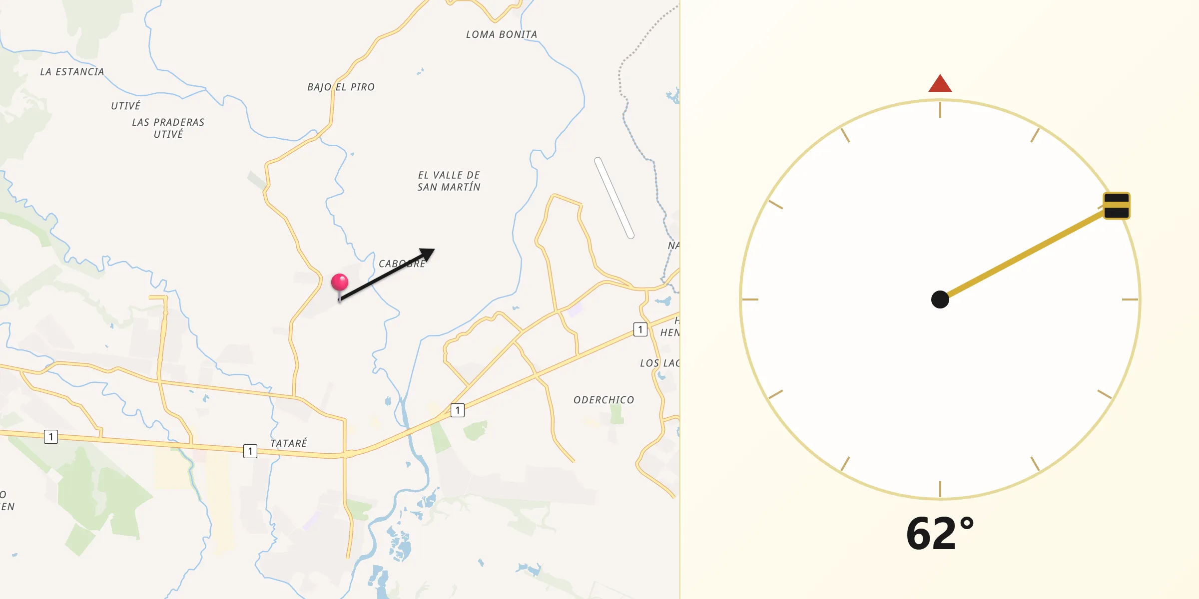 Dirección de la Qibla desde Los Lotes