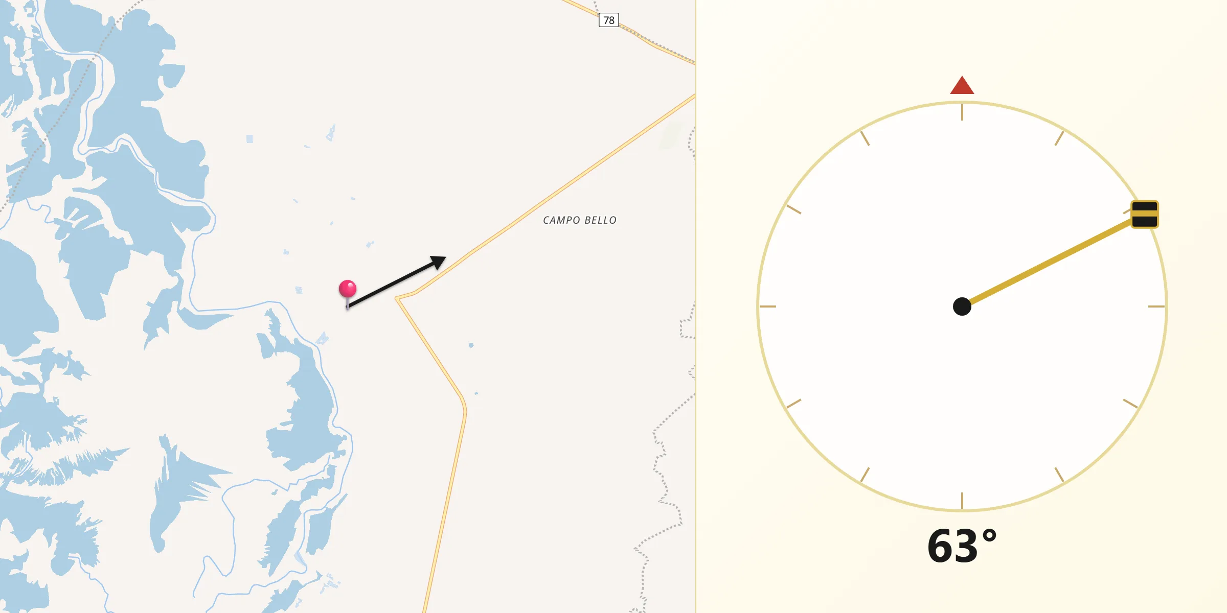 Dirección de la Qibla desde Chimá
