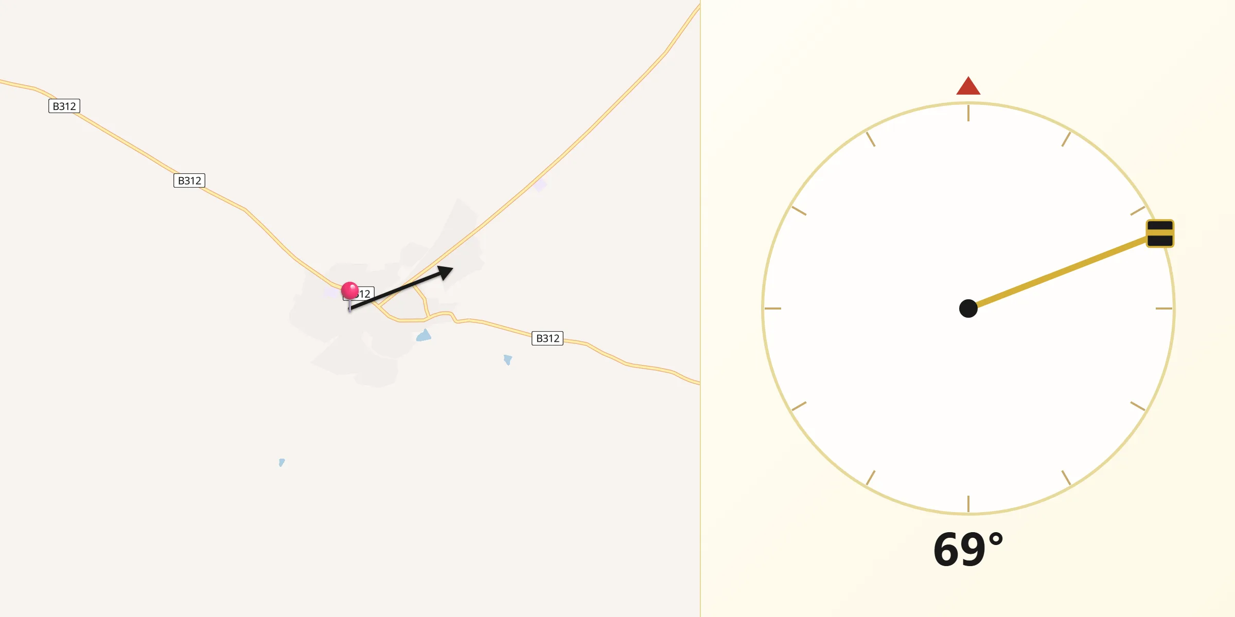 Direction vers la Qibla depuis Kong