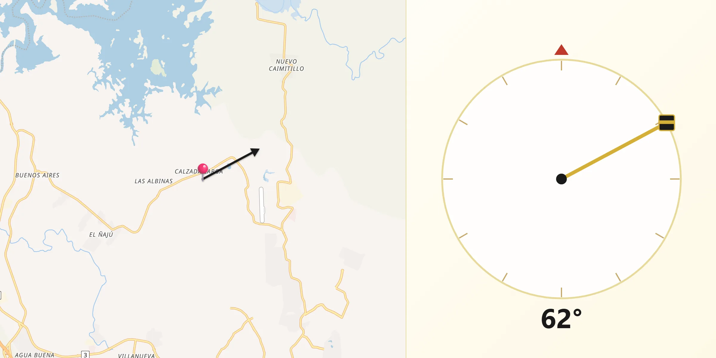 Dirección de la Qibla desde Calzada Larga