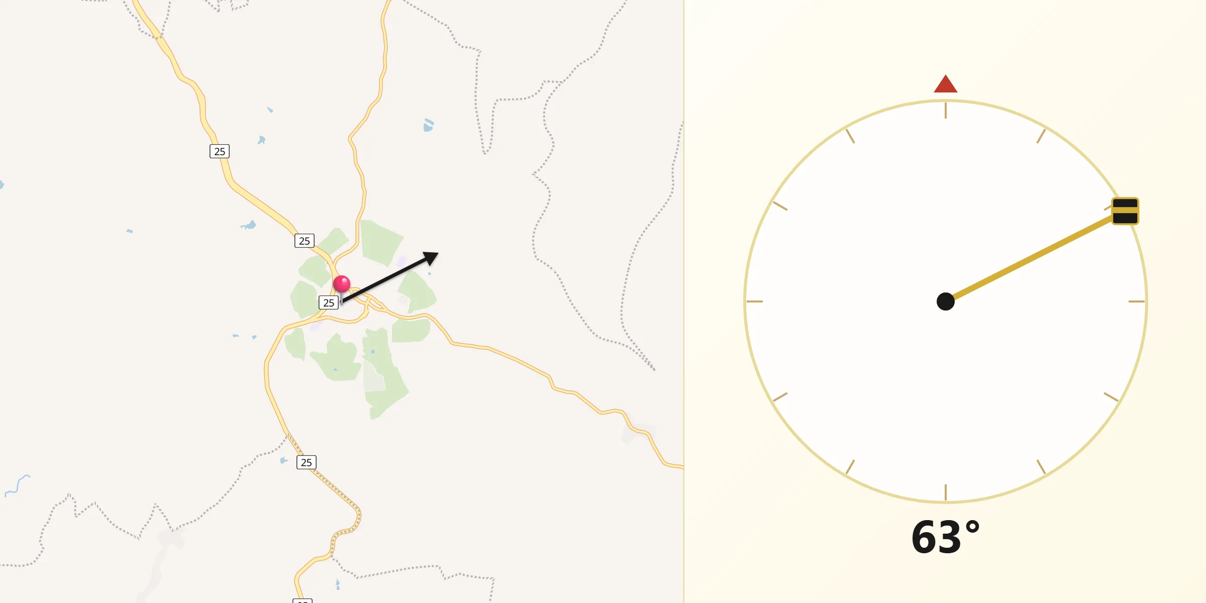 Dirección de la Qibla desde Sampués