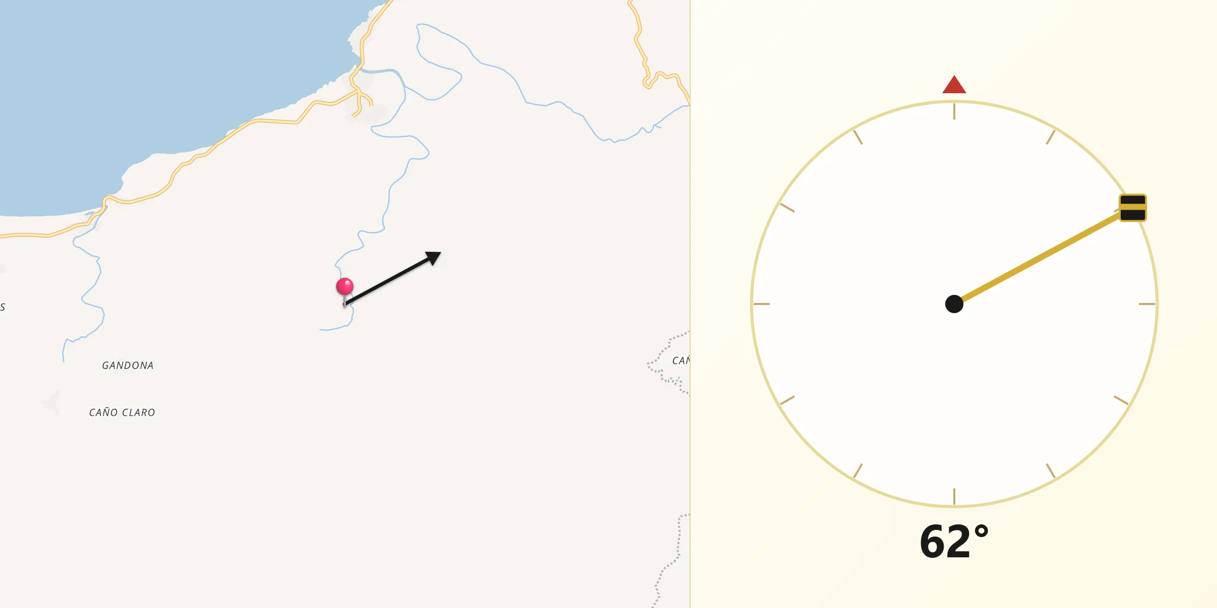 Dirección de la Qibla desde Puerto Escondido