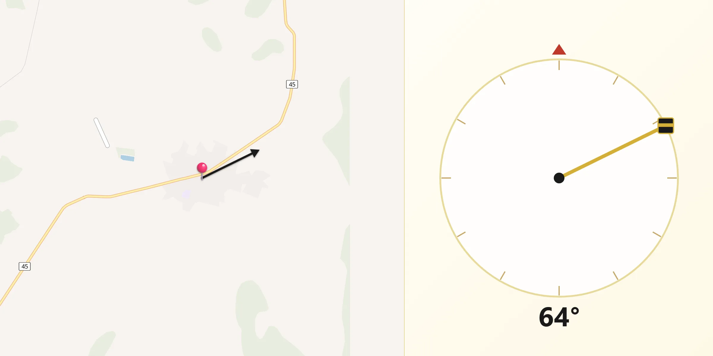 Dirección de la Qibla desde Curumaní