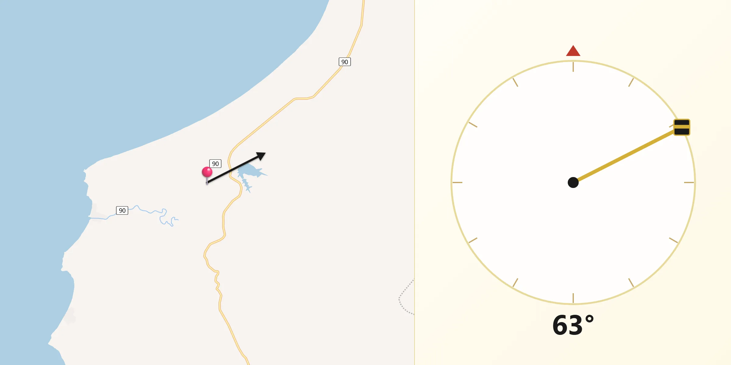 Dirección de la Qibla desde Moñitos