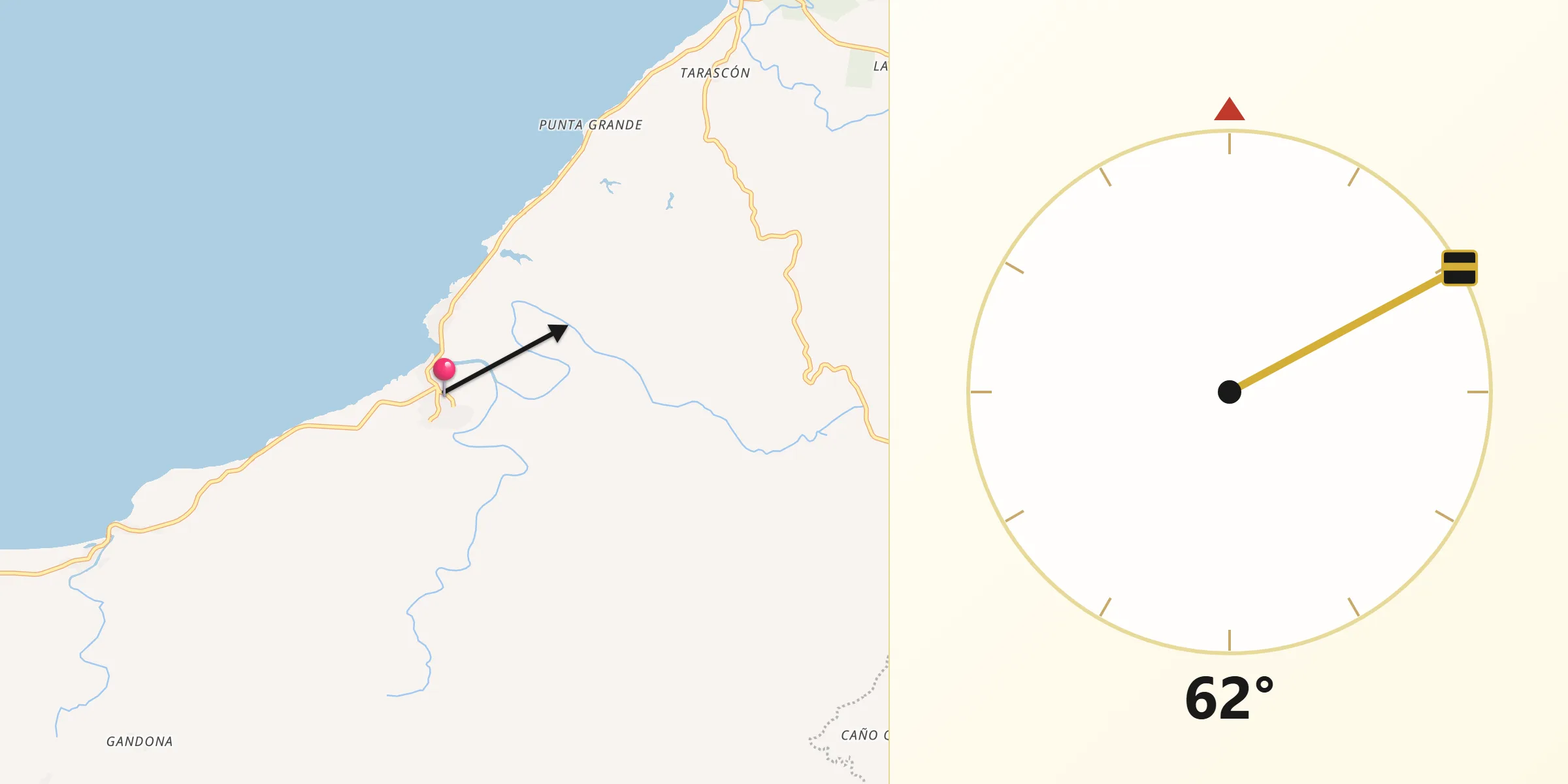 Dirección de la Qibla desde Palmas Bellas
