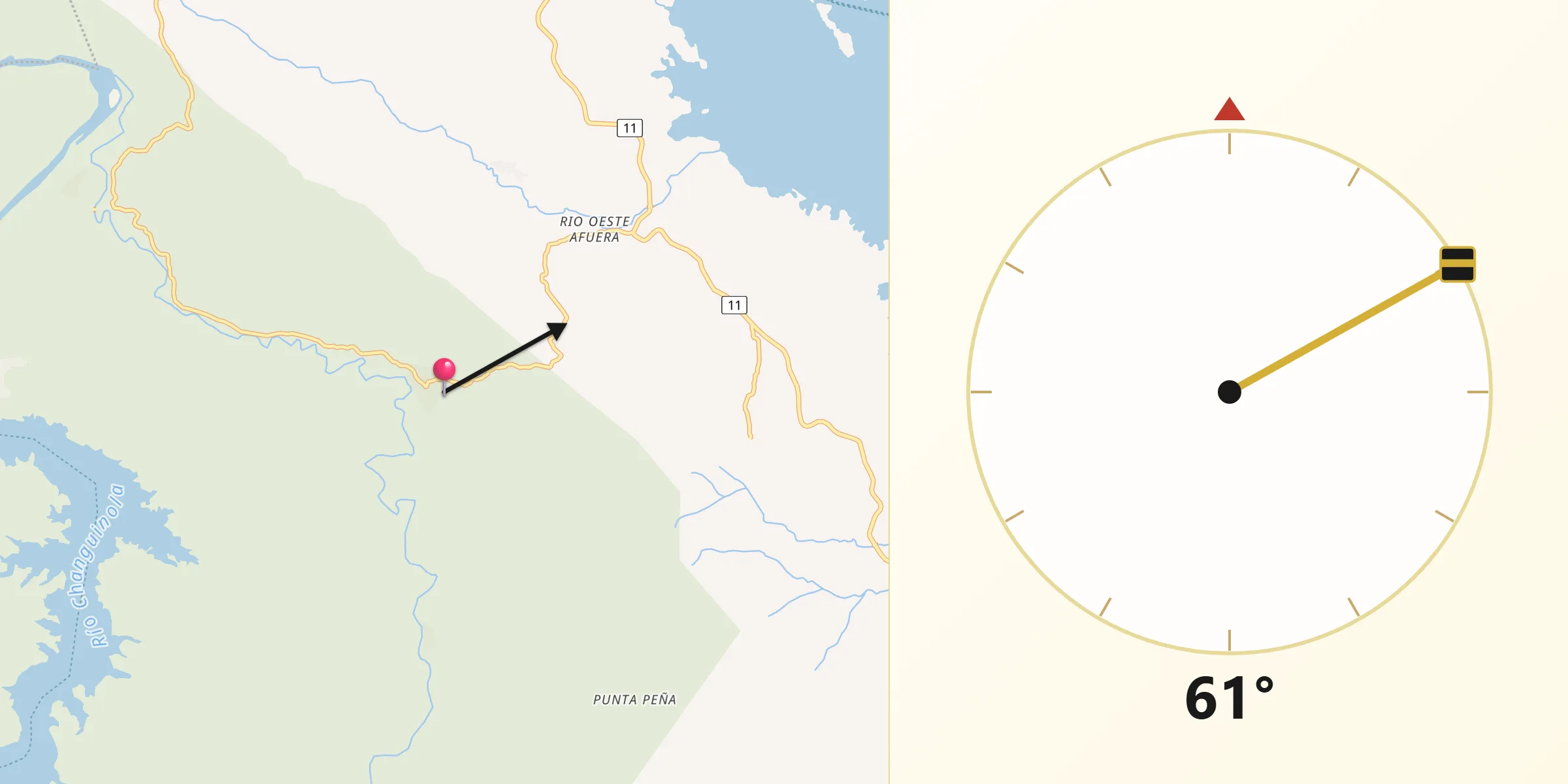 Dirección de la Qibla desde Valle del Risco